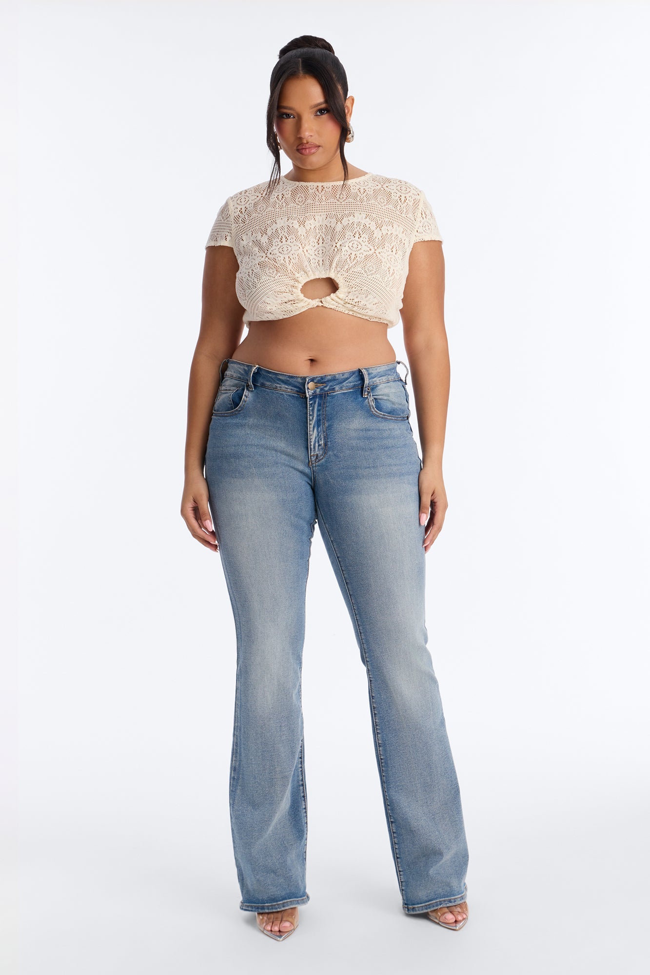 Living Between Sunsets Tie Back Crochet Top - Cream