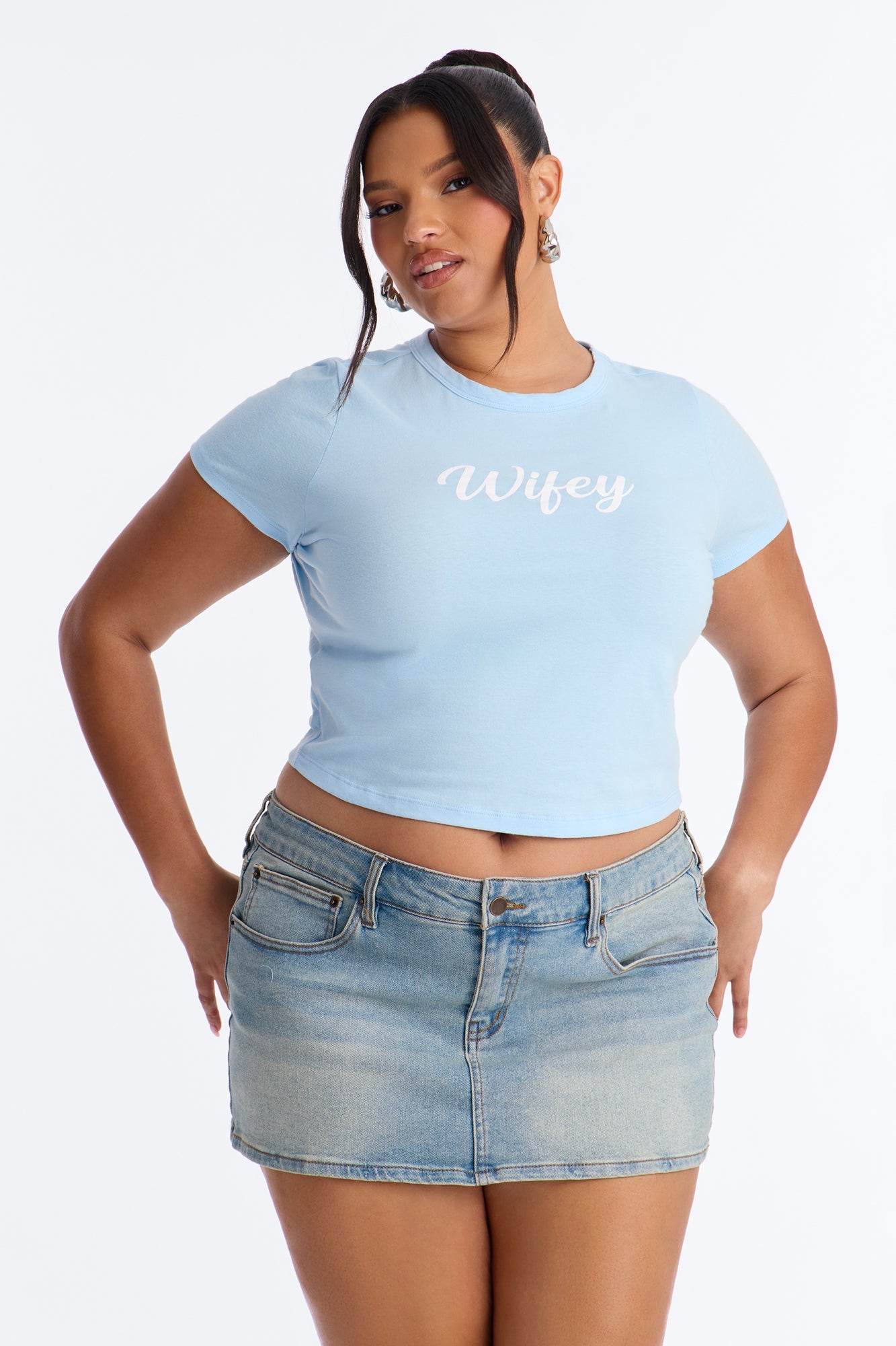 Wifey Baby Tee - Light Blue