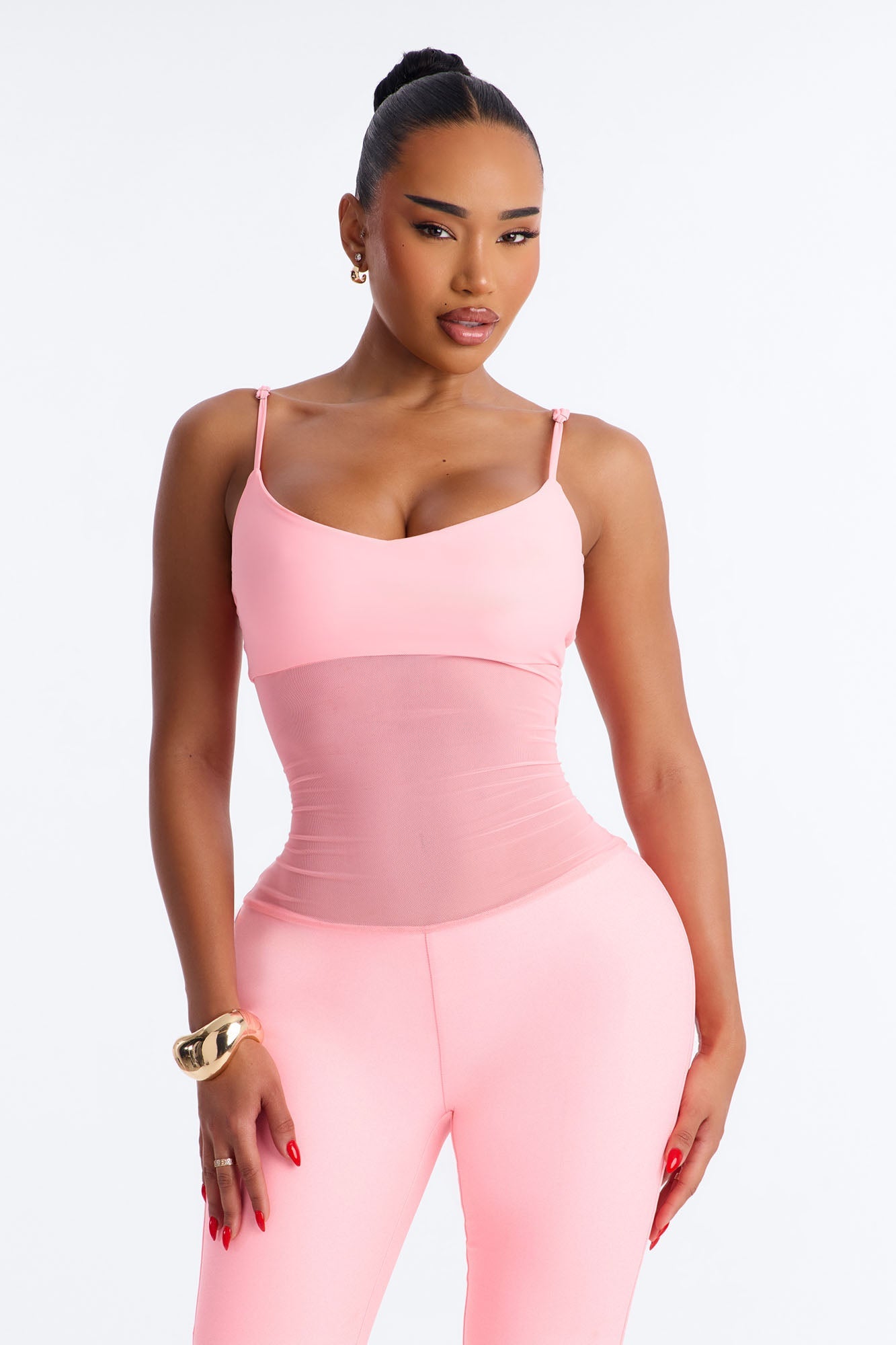 Roxy Form Double Lined Mesh Capri Jumpsuit - Pink