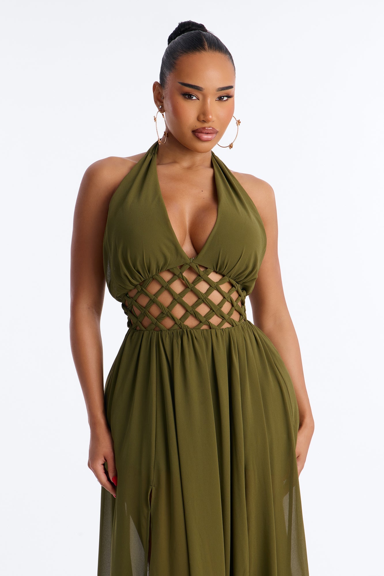 Scarlett Chiffon Maxi Dress - Olive