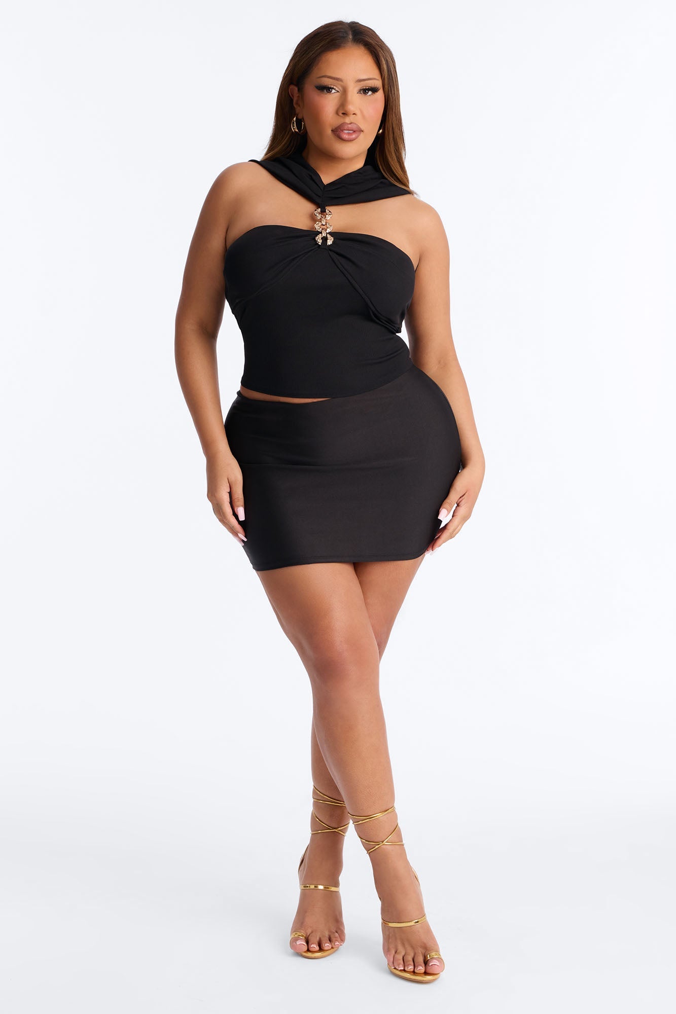 Break the Chain Ruched Sleeveless Top - Black
