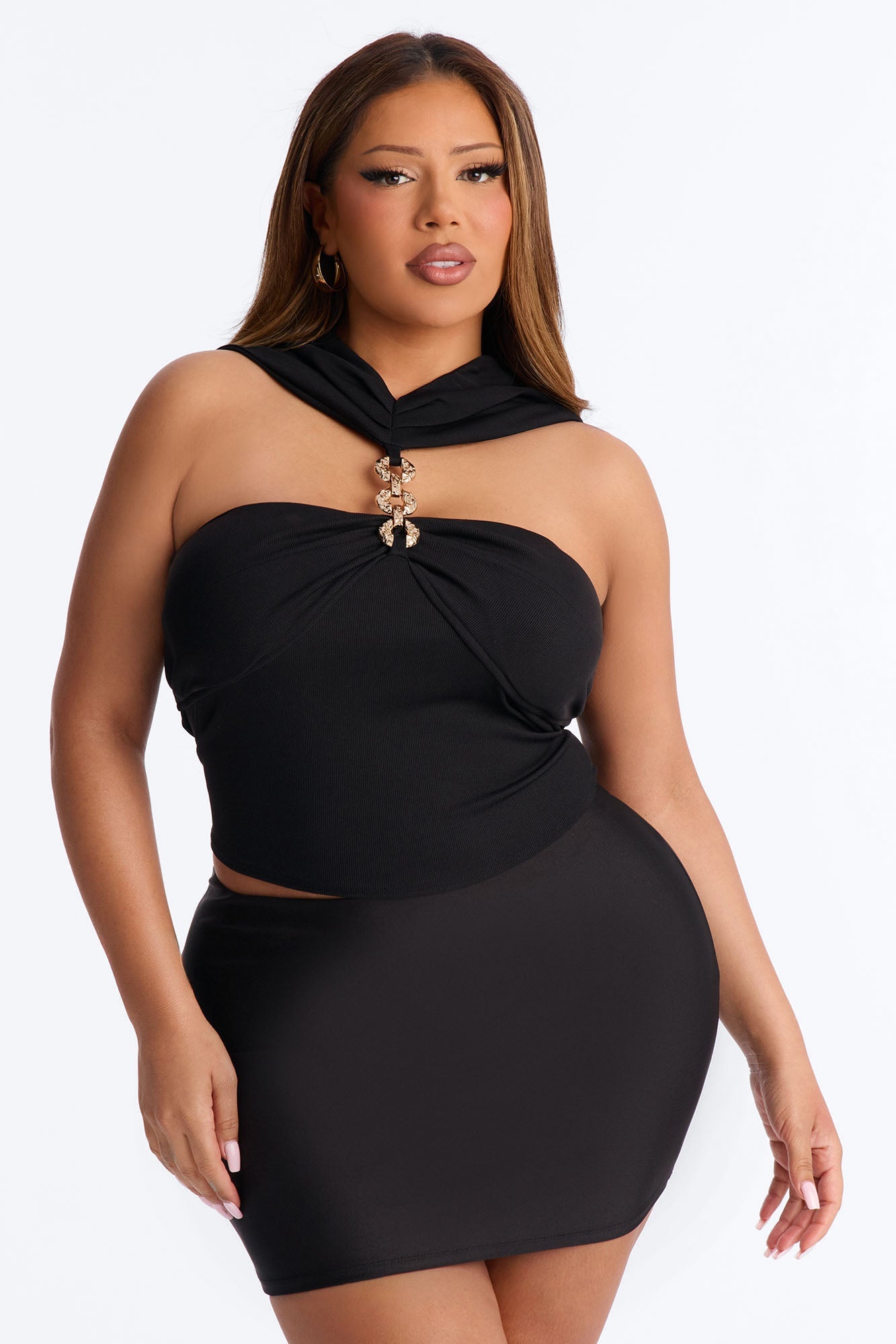 Break the Chain Ruched Sleeveless Top - Black
