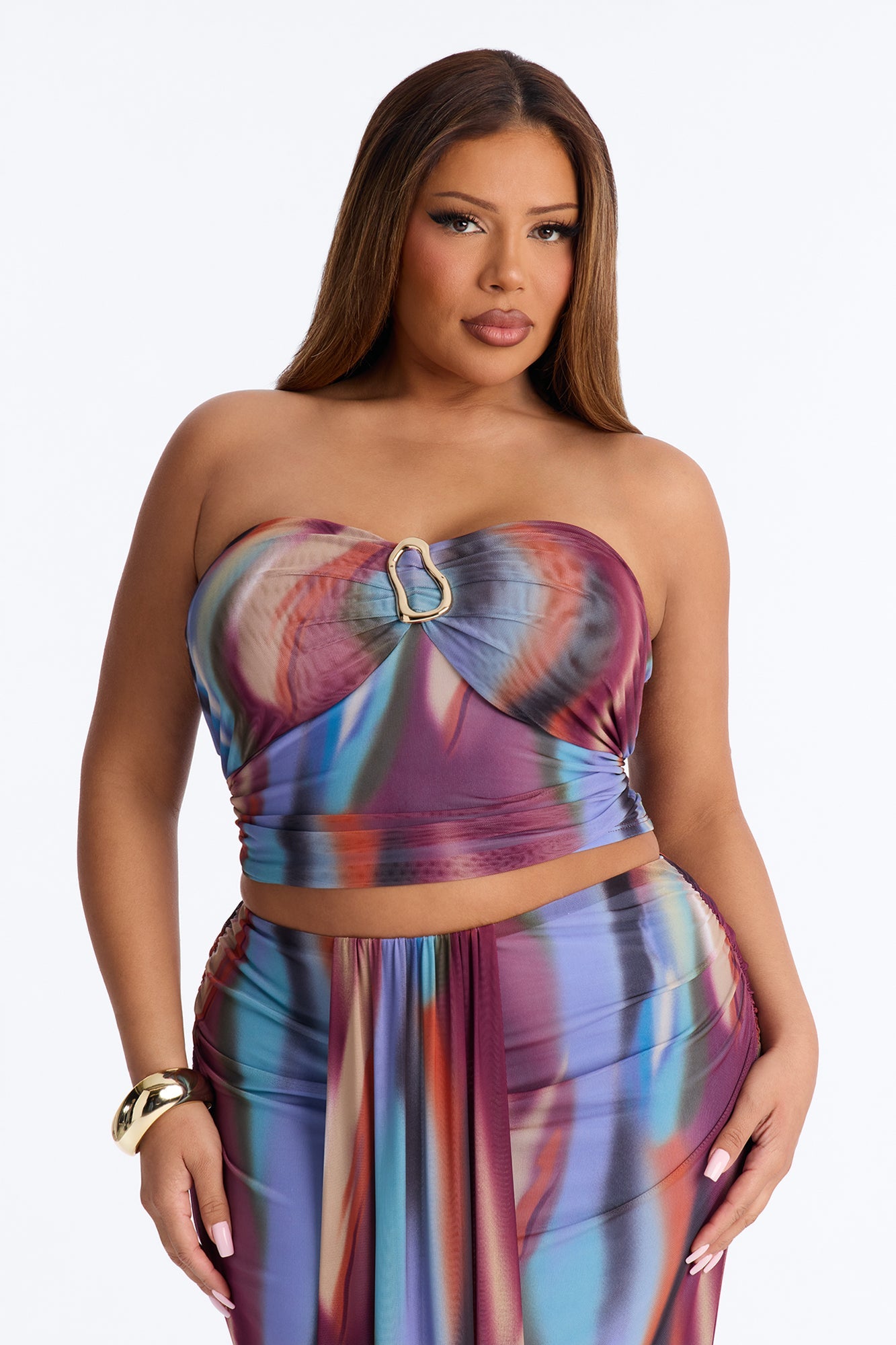 Aura Allure Mesh Skirt Set - Multi Color