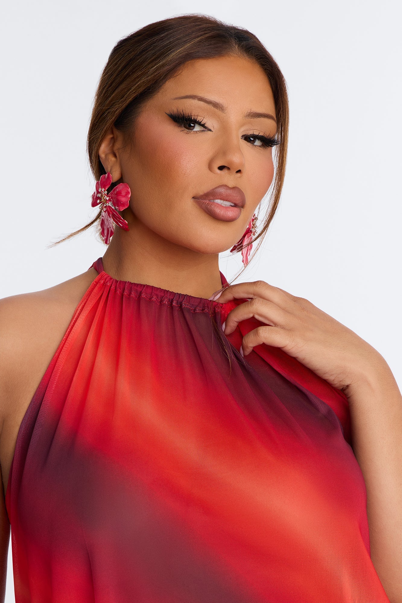 Amber Sky Ombre Asymmetrical Sleeveless Top - Orange/combo