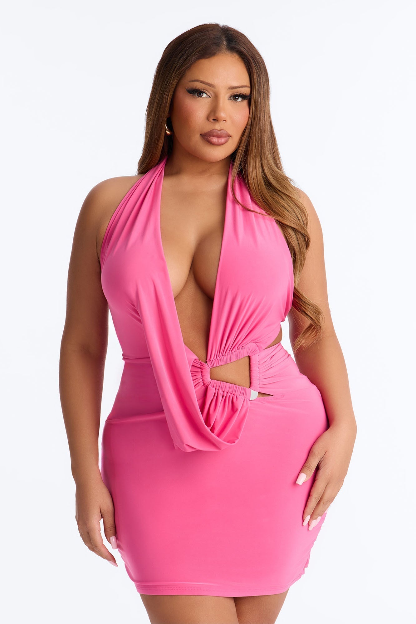 Tan Lines Only Halter Micro Mini Dress - Pink Fashion Nova