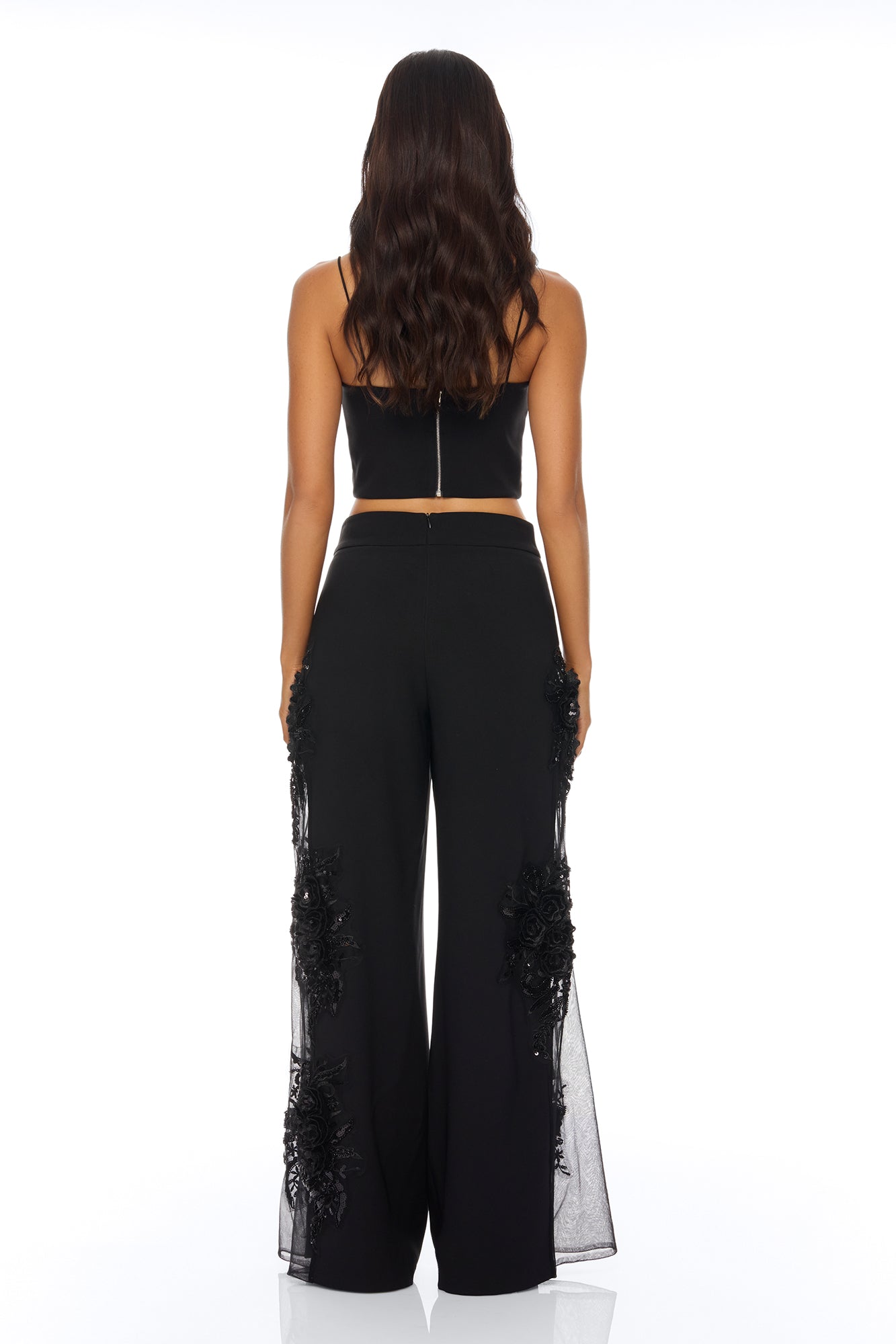 Sweet Serenity Embroidered Pant Set - Black