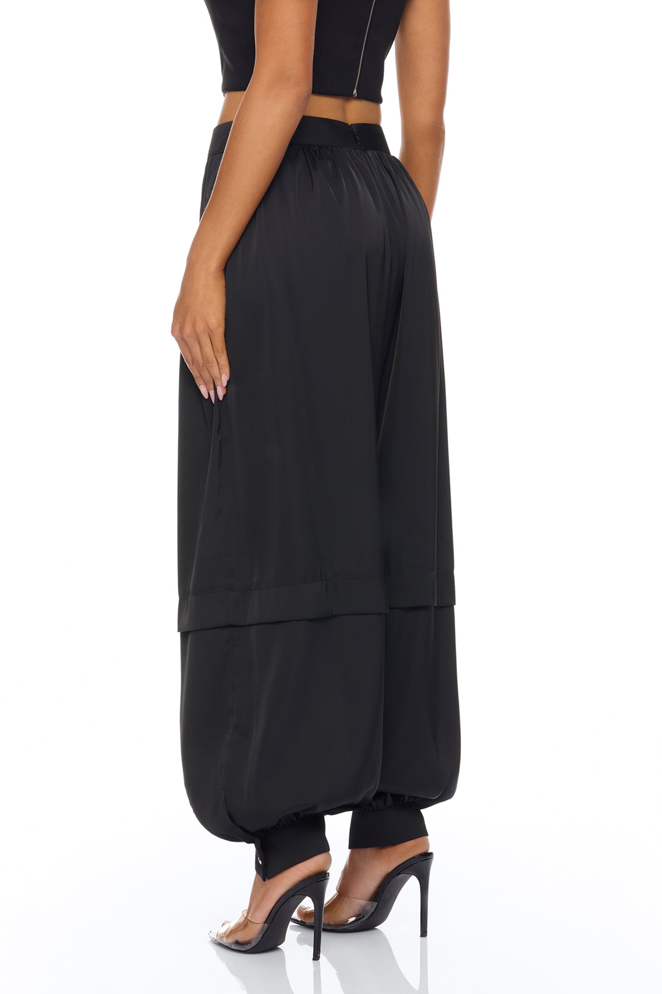 Cathryn Satin Balloon Pant - Black