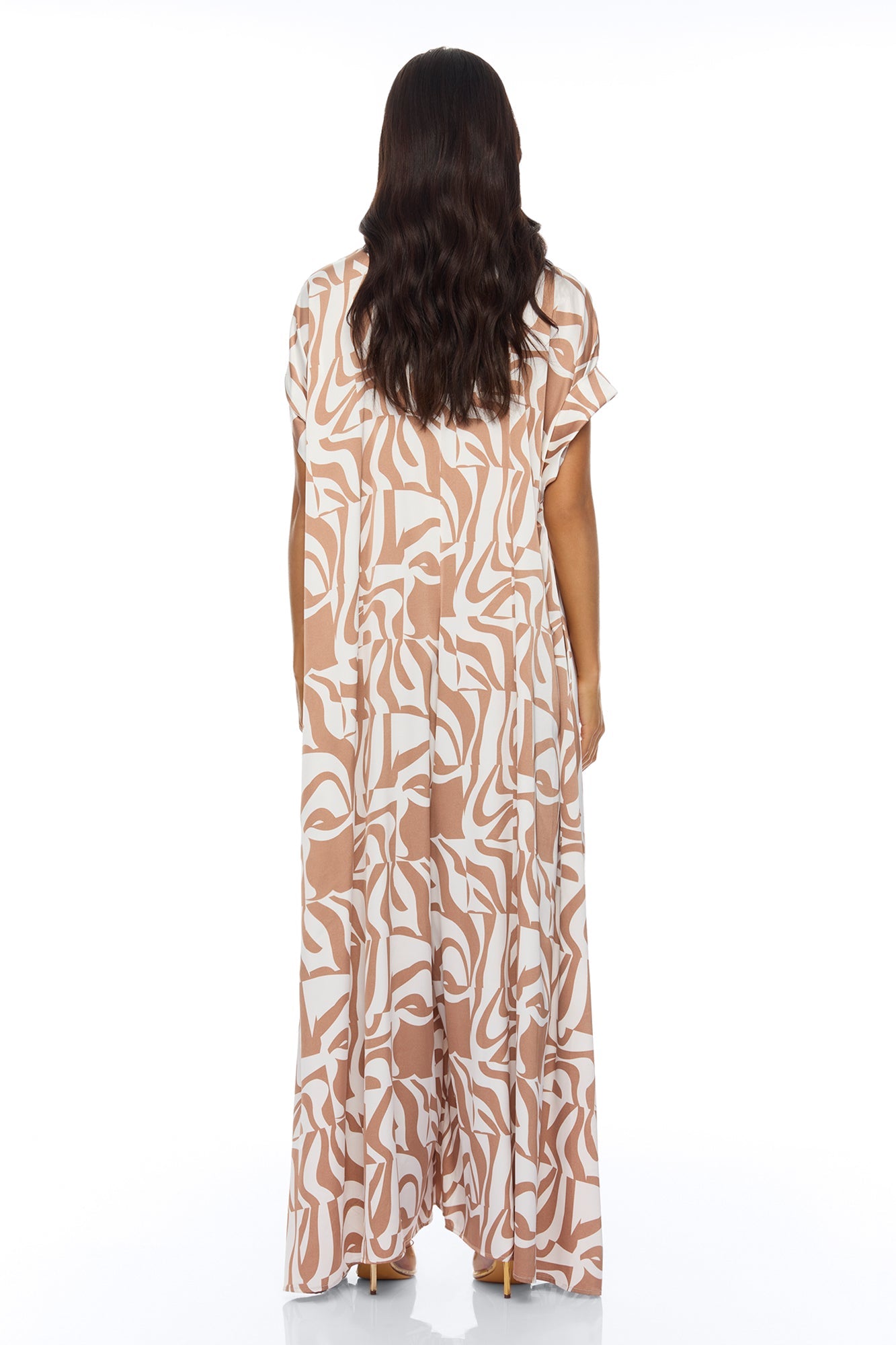 Keep It Causal Wide Leg Satin Jumpsuit - Taupe/combo