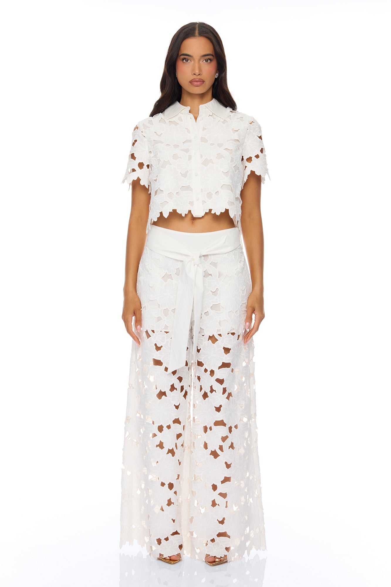 Kierra Short Sleeve Embroidered Top - White