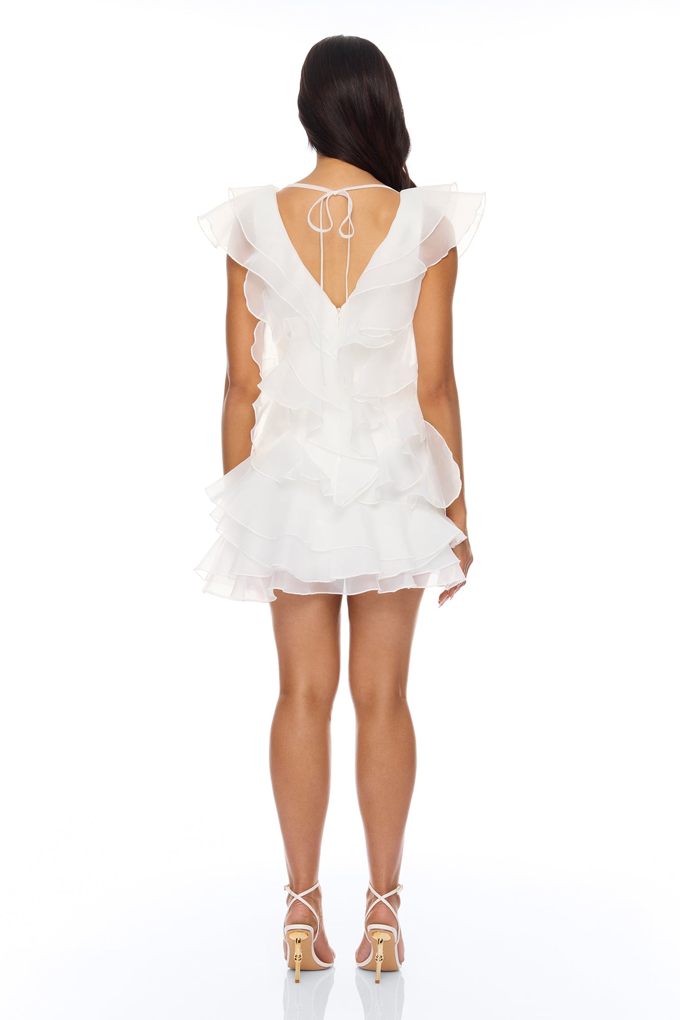 In The Clouds Sleeveless Ruffle Mini Dress - White