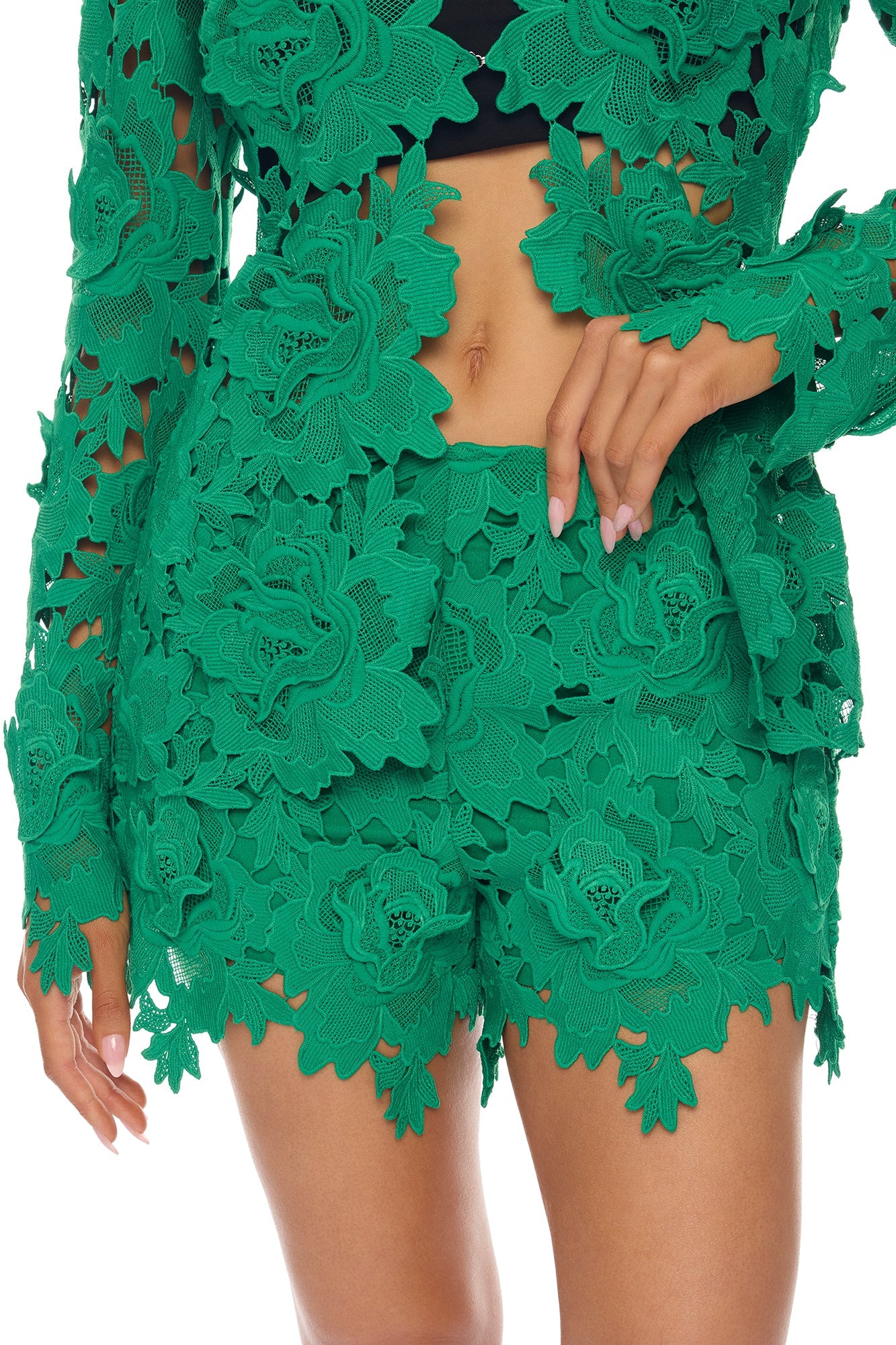 Jaslyn Embroidered Short Set - Green