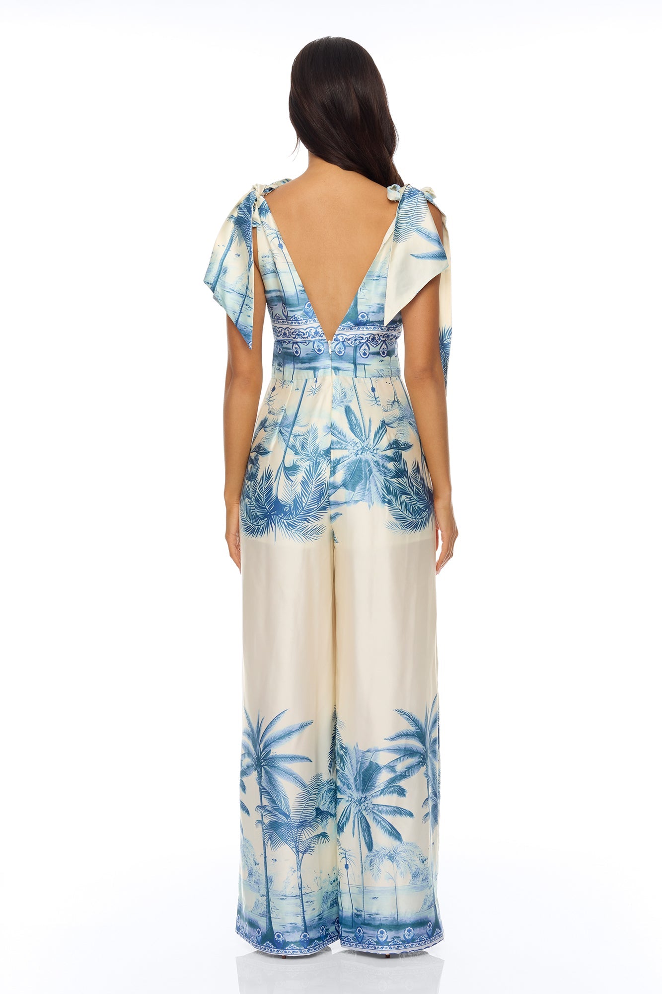Amalfi Coast Satin Jumpsuit - Blue/combo