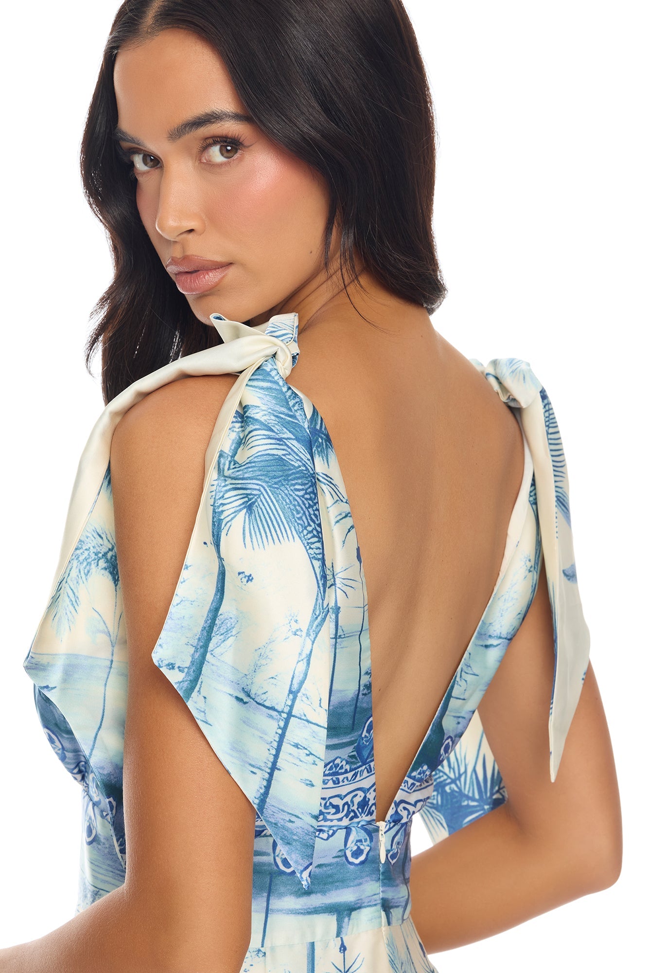 Amalfi Coast Satin Jumpsuit - Blue/combo
