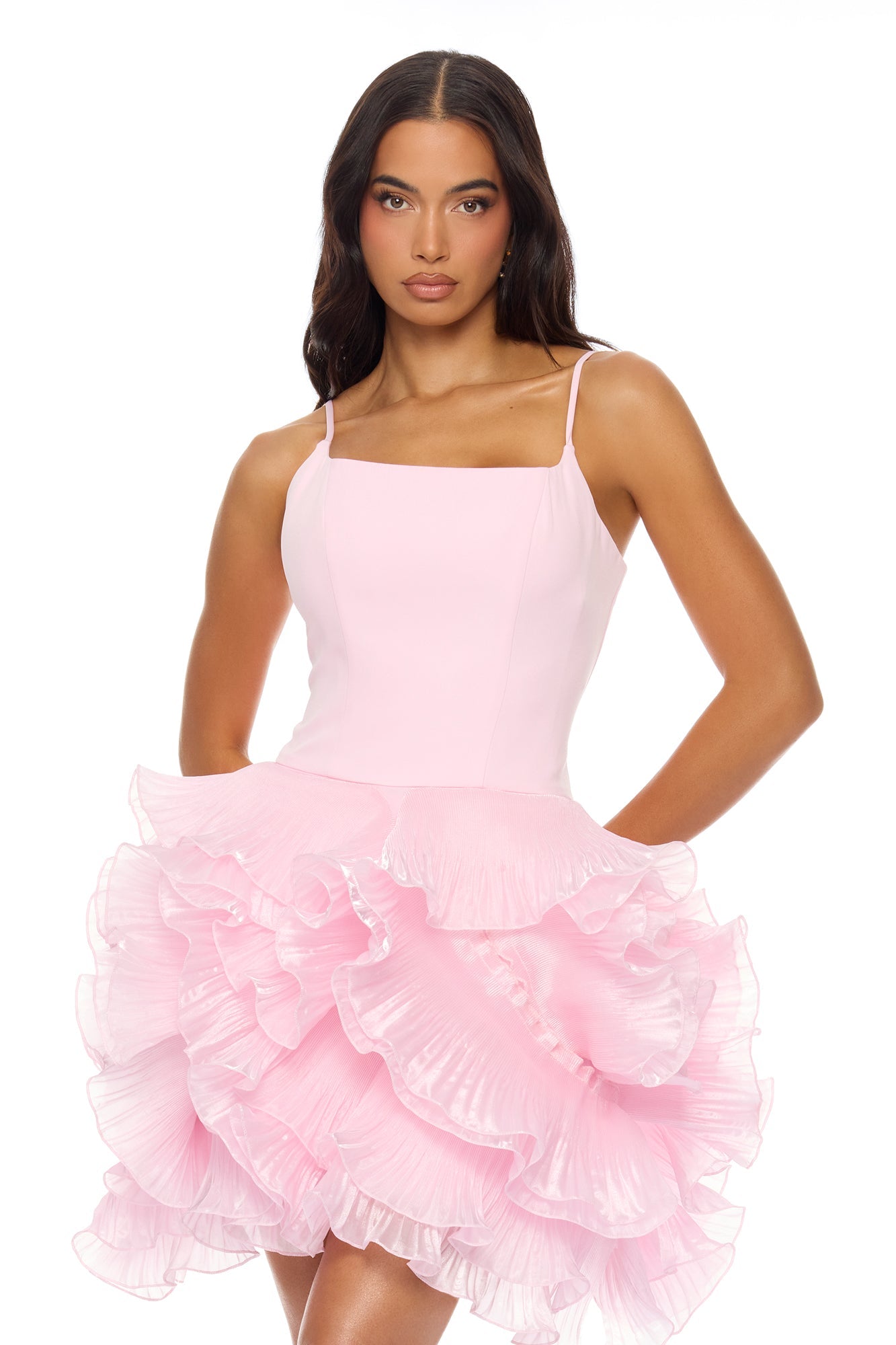 So Popular Ruffle Mini Dress - Pink