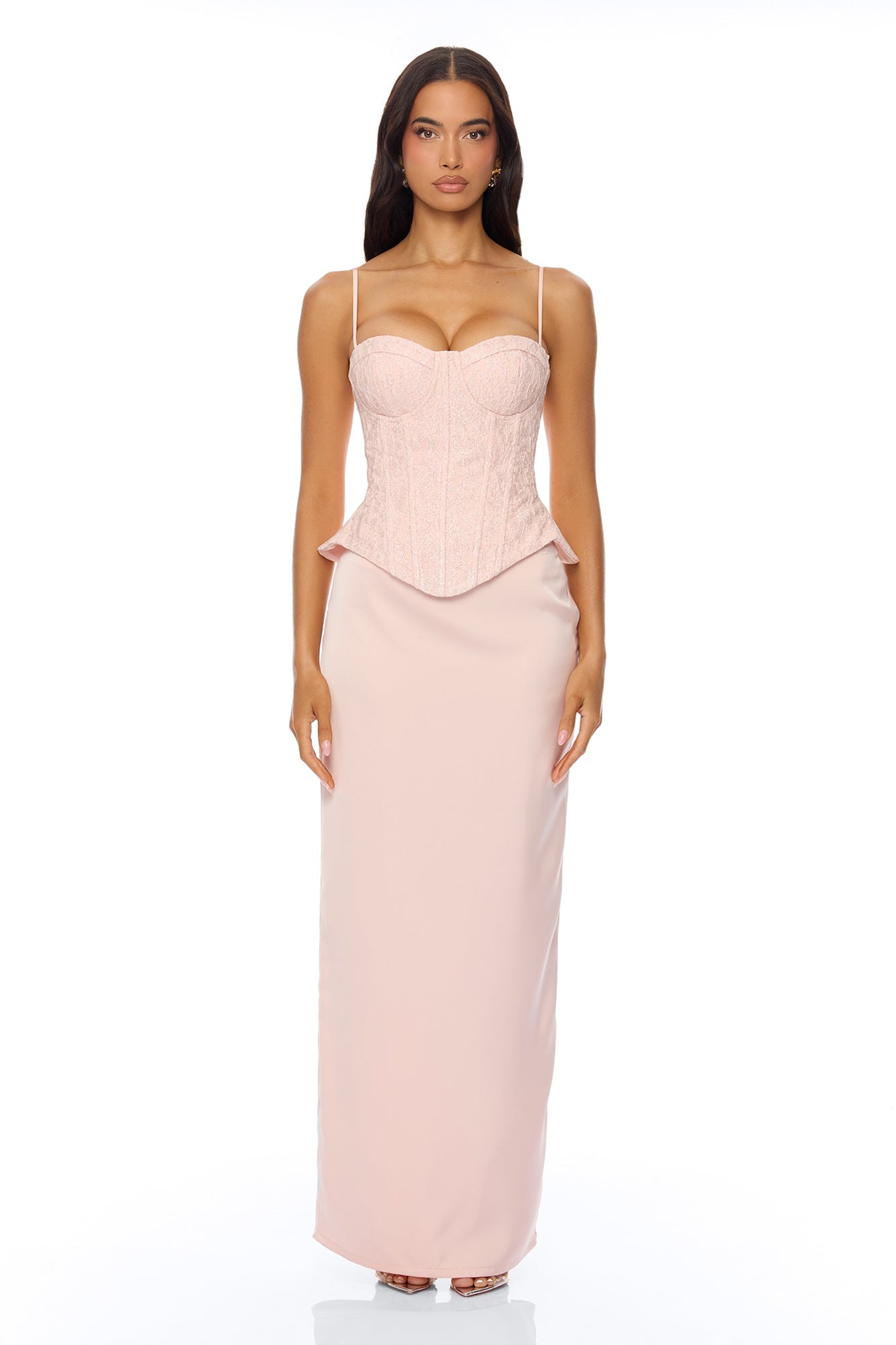 So Elegant Corset Skirt Set - Light Pink