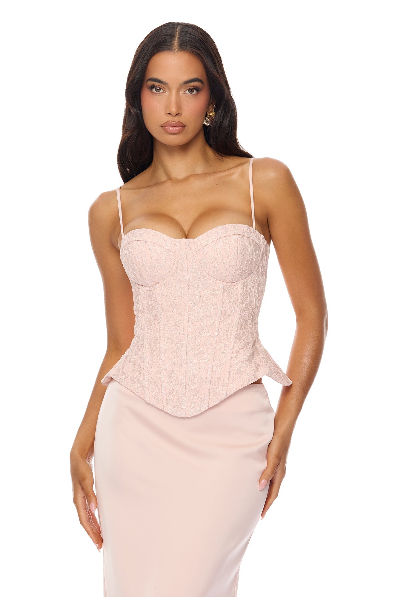 So Elegant Corset Skirt Set - Light Pink