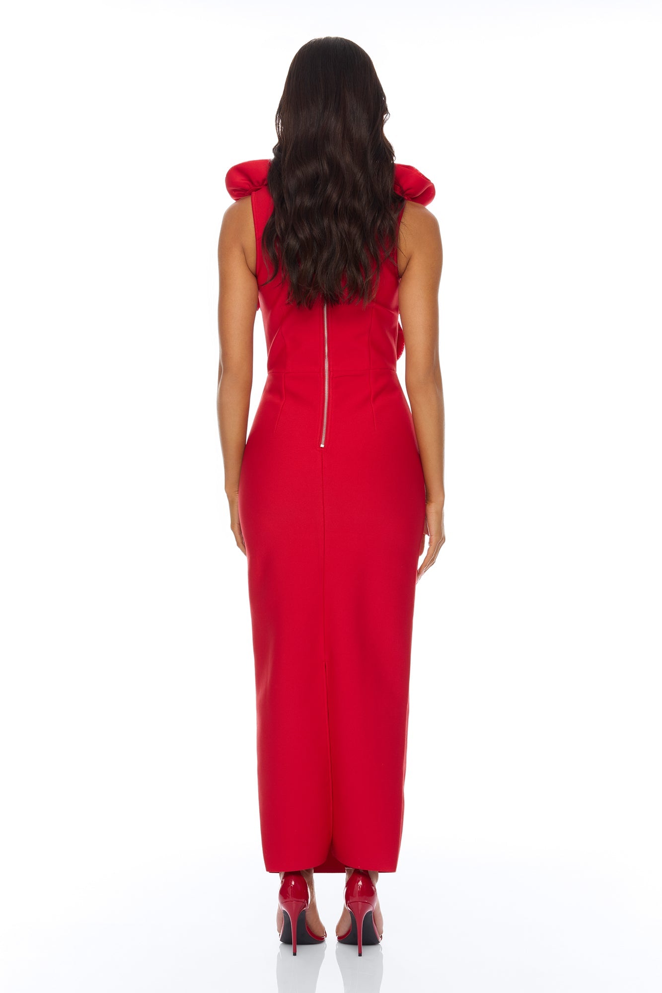 Rosalia Rosette Bandage Maxi Dress - Red