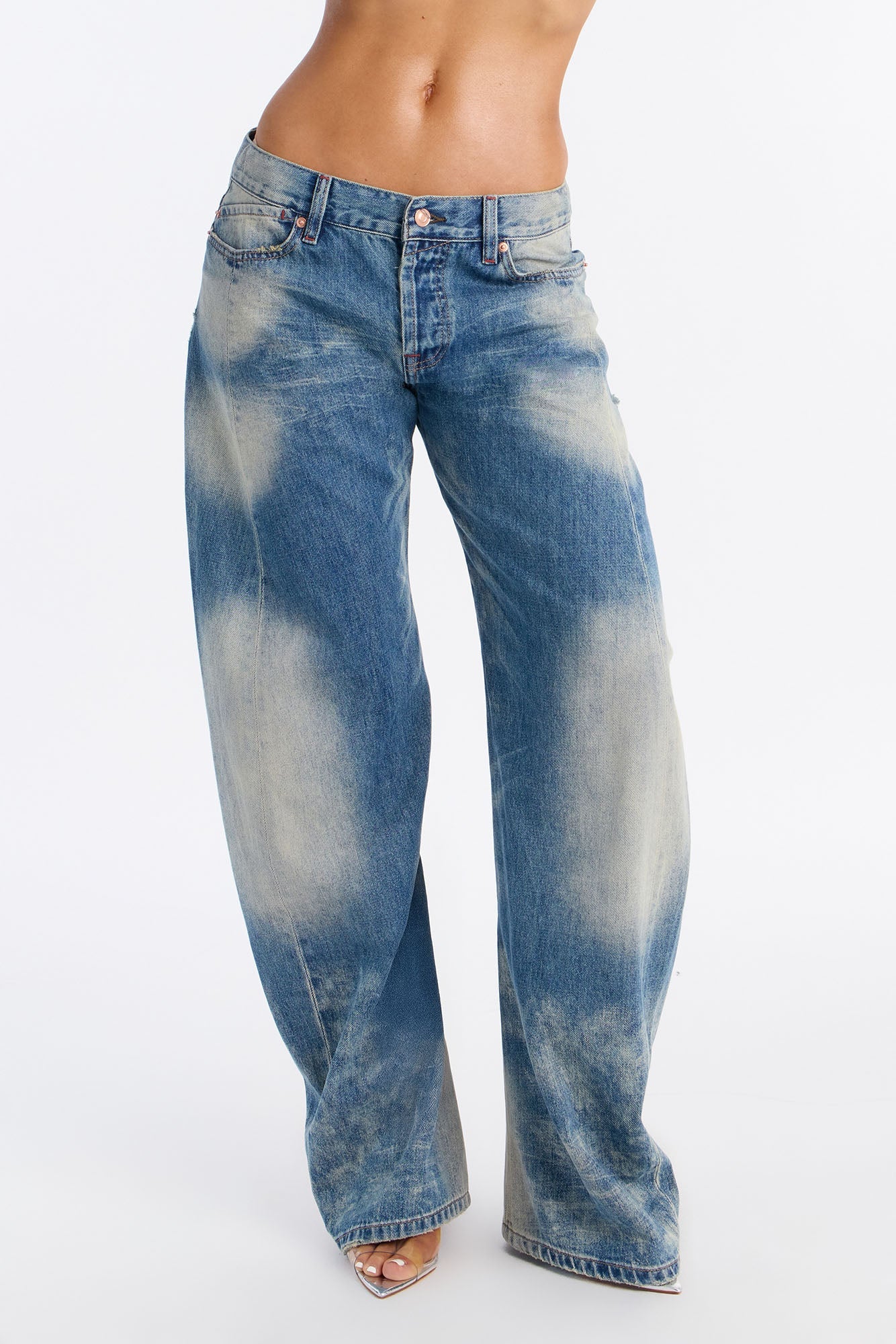 Arlette Premium Tinted Wide Leg Jeans - Vintage Wash