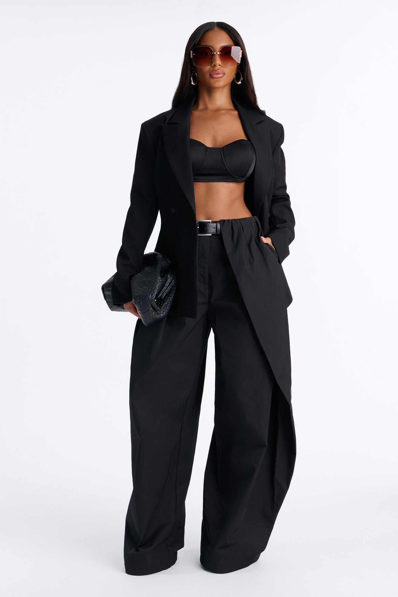 Kass High Rise Belted Wide Leg Pant - Black