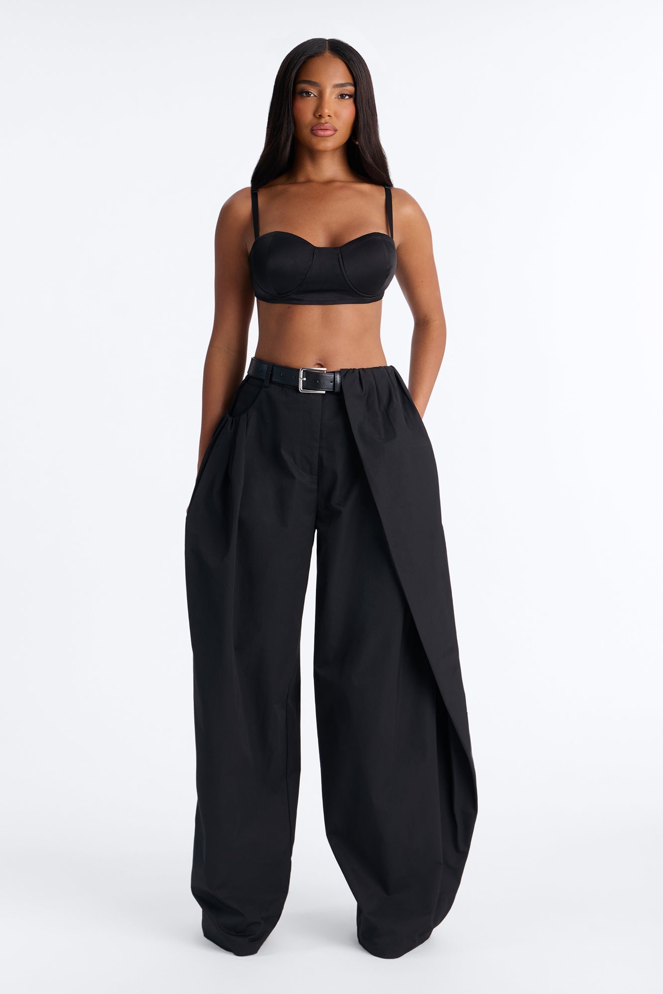 Kass High Rise Belted Wide Leg Pant - Black