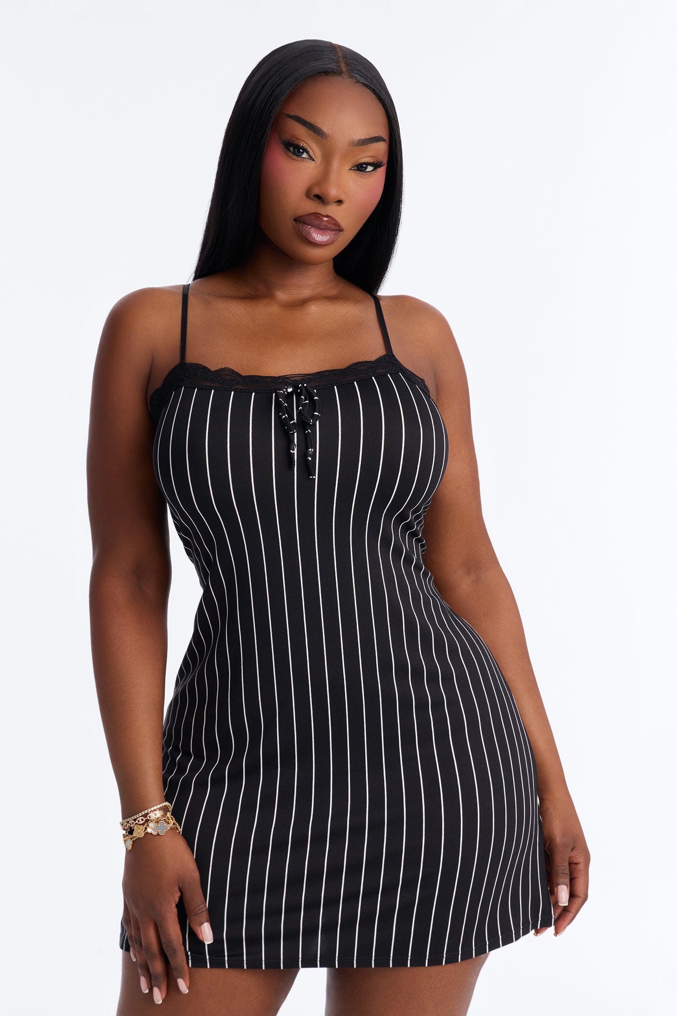 Stay The Night Sleep Dress - Black/White