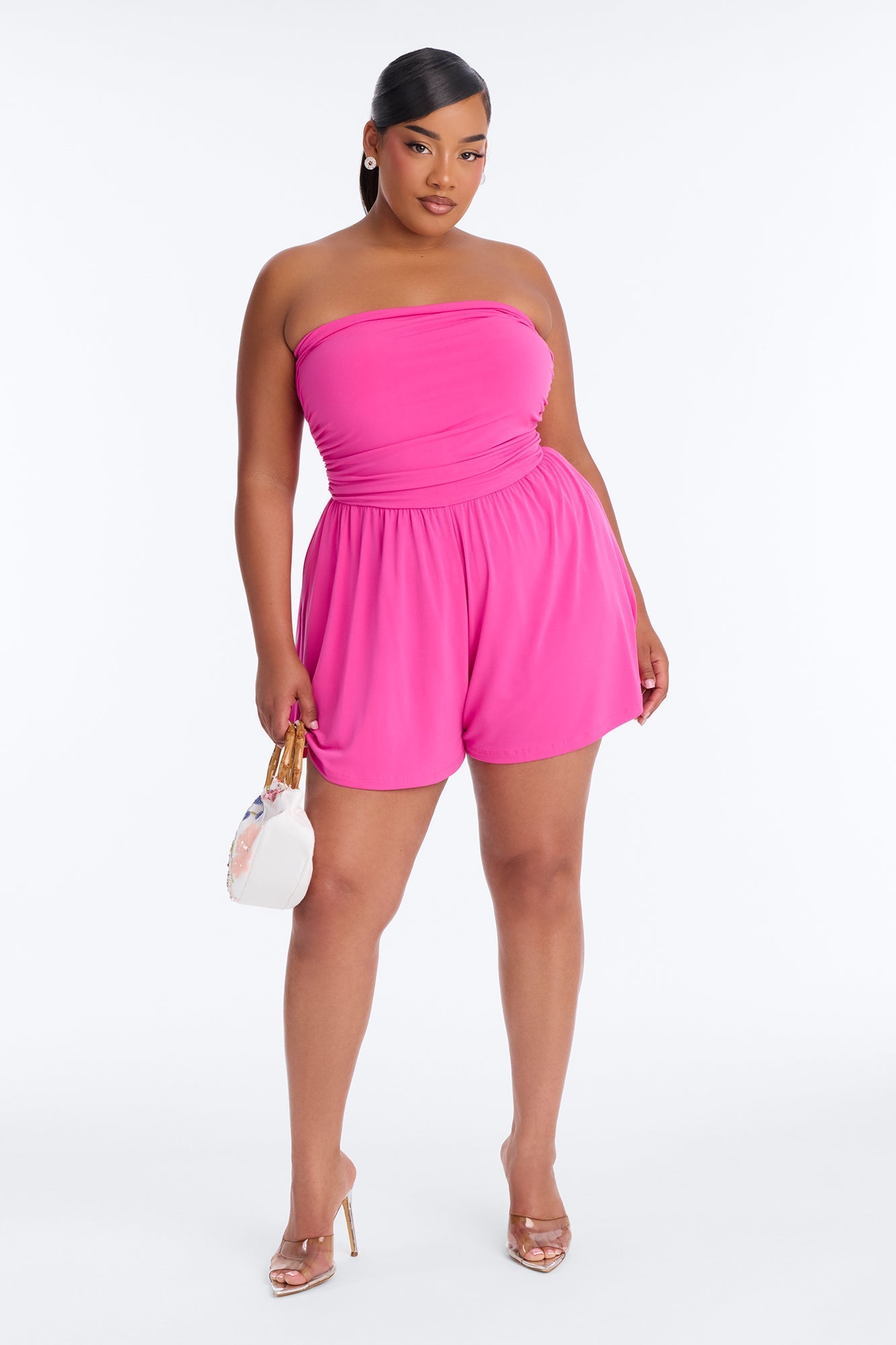 Krisha Strapless Flowy Romper - Pink