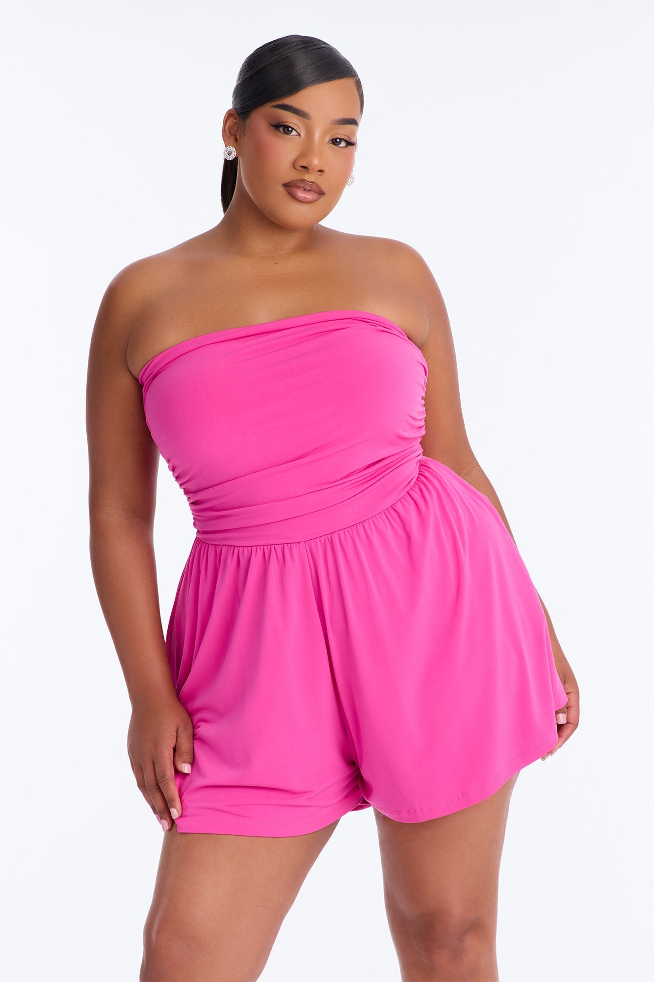 Krisha Strapless Flowy Romper - Pink