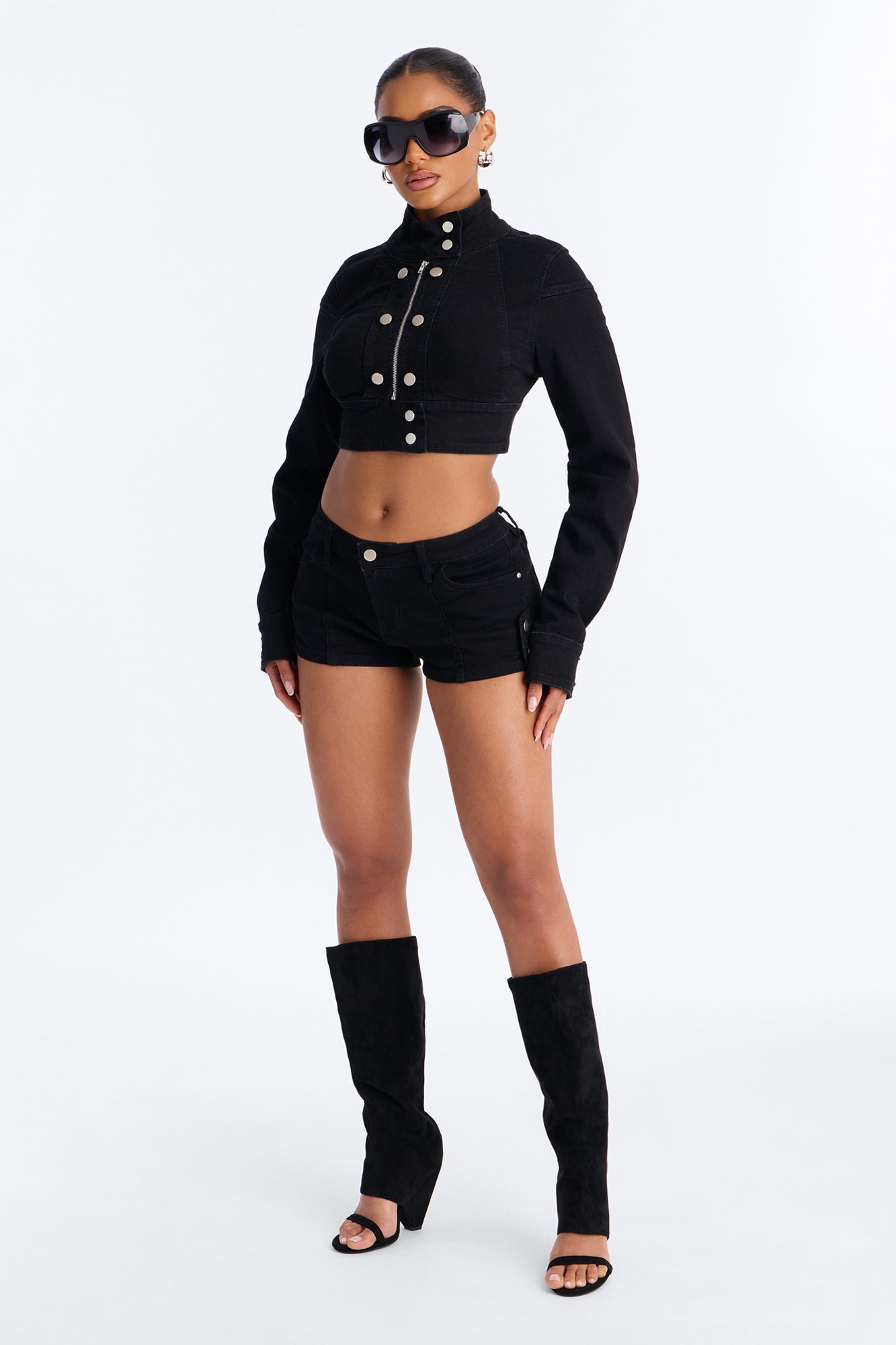 Command Authority Stretch Denim Shorts - Black