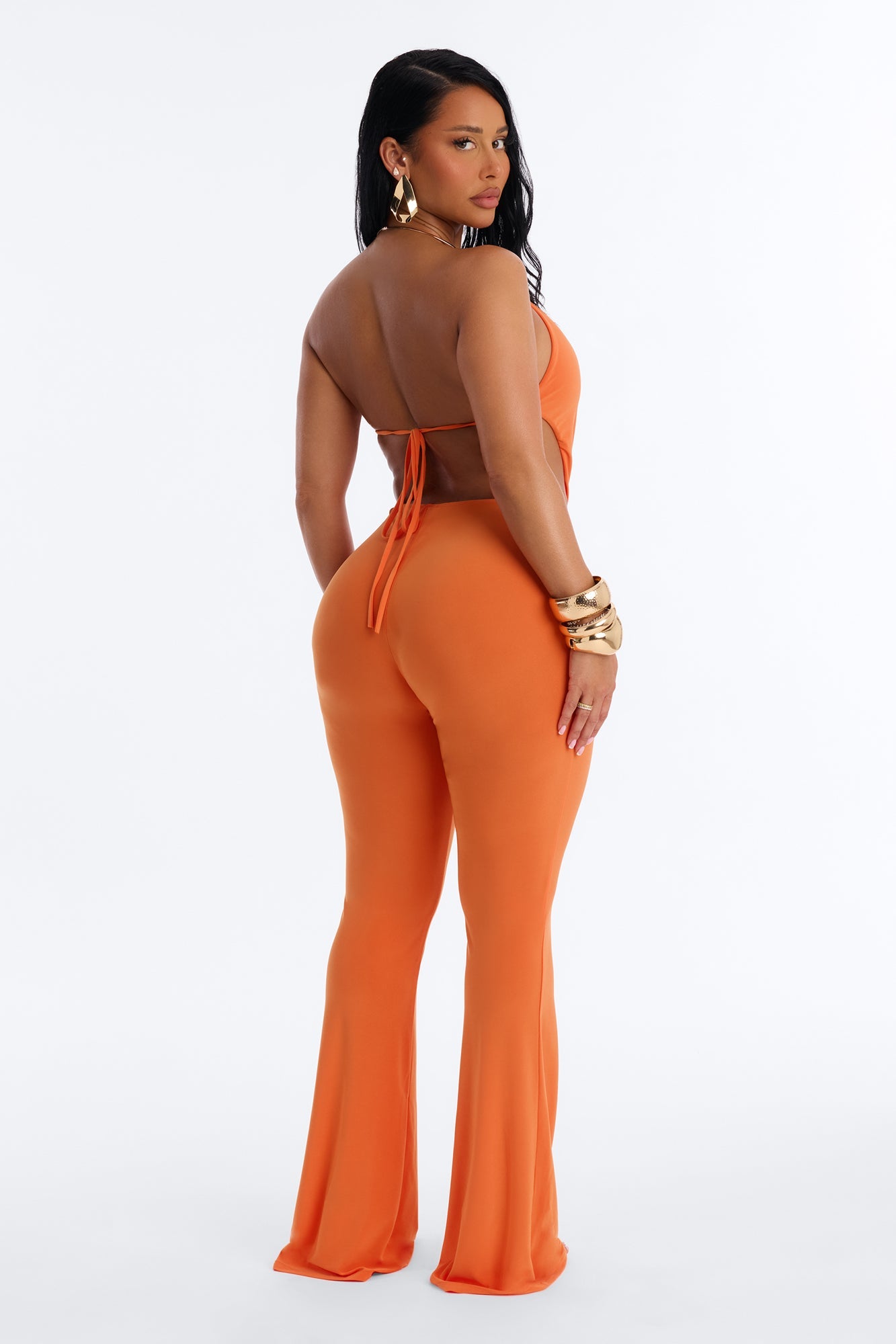 Irie Backless Flare Leg Jumpsuit - Orange