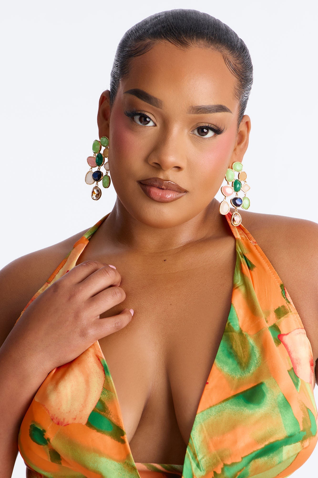 Vitamin Sea Overdose Tie Back Floral Satin Top - Multi Color