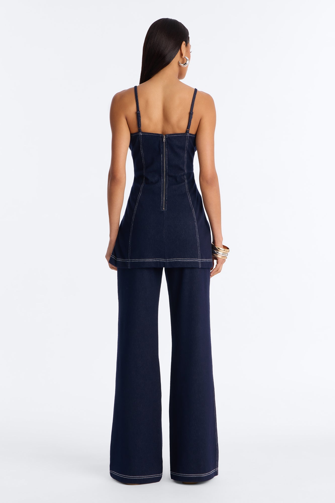 Diana Knit Denim Pant Set - Dark Wash