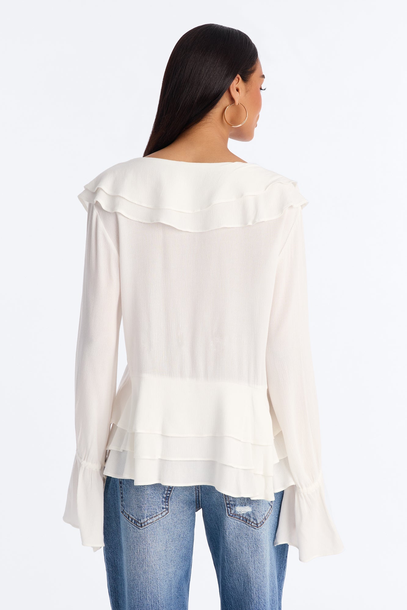 Summer Crush Ruffle Tie Front Flyaway Top - White