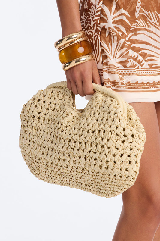 Boardwalk Straw Satchel Bag - Natural