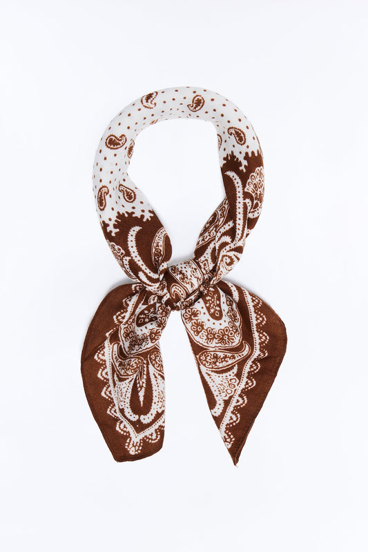 Daniela Paisley Oversized Head Scarf - Brown