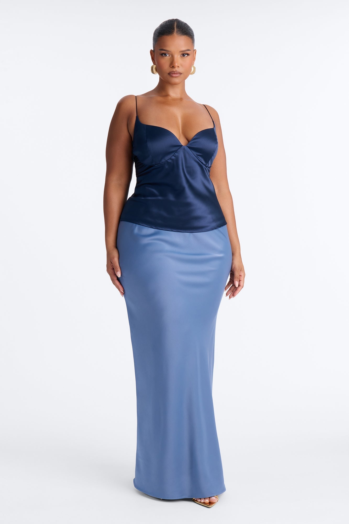 I'm The Masterpiece Satin Top - Navy Fashion Nova