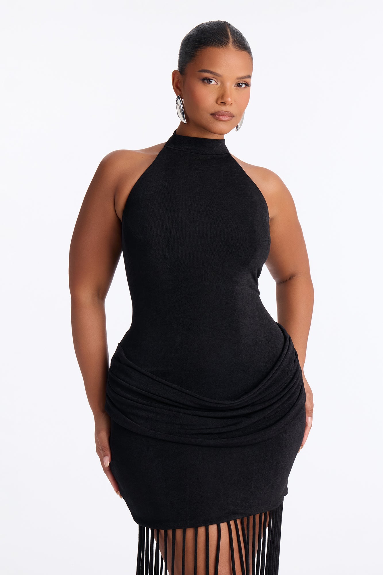 Rosalie Fringe Trim Maxi Dress - Black