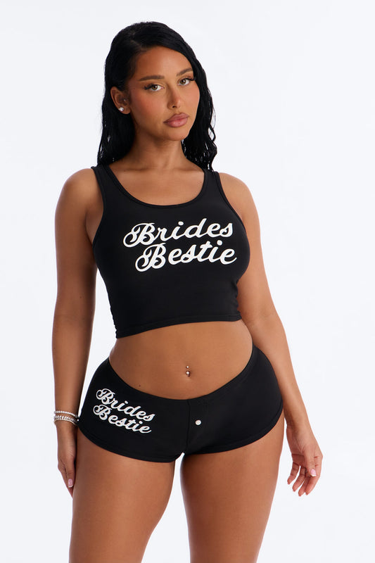 Brides Besties PJ Tank & Short Set - Black