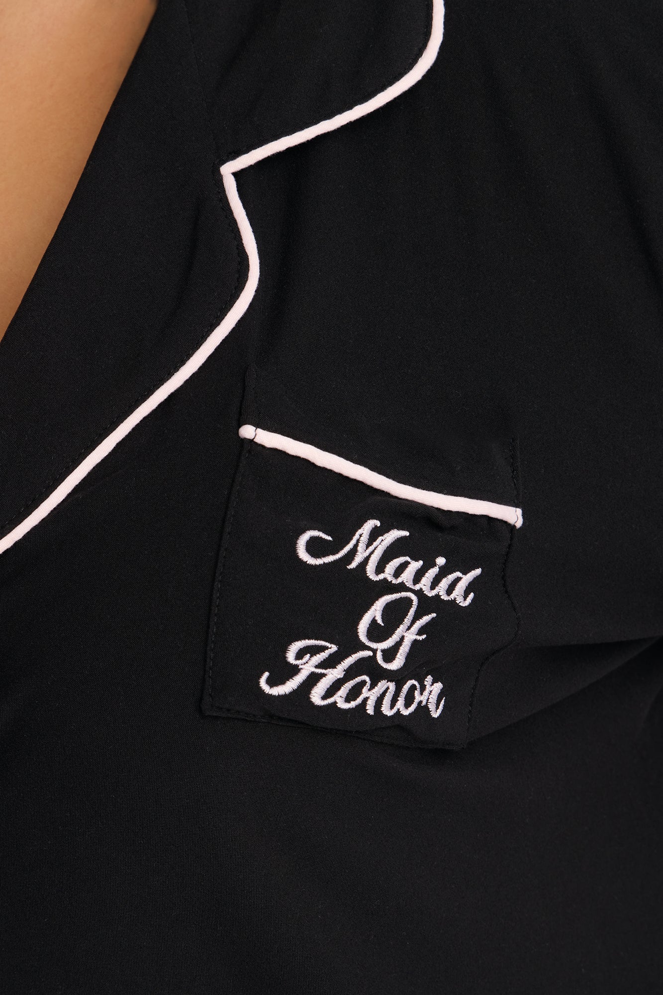 Maid Of Honor Time Notch Collar PJ Pant Set - Black/Pink
