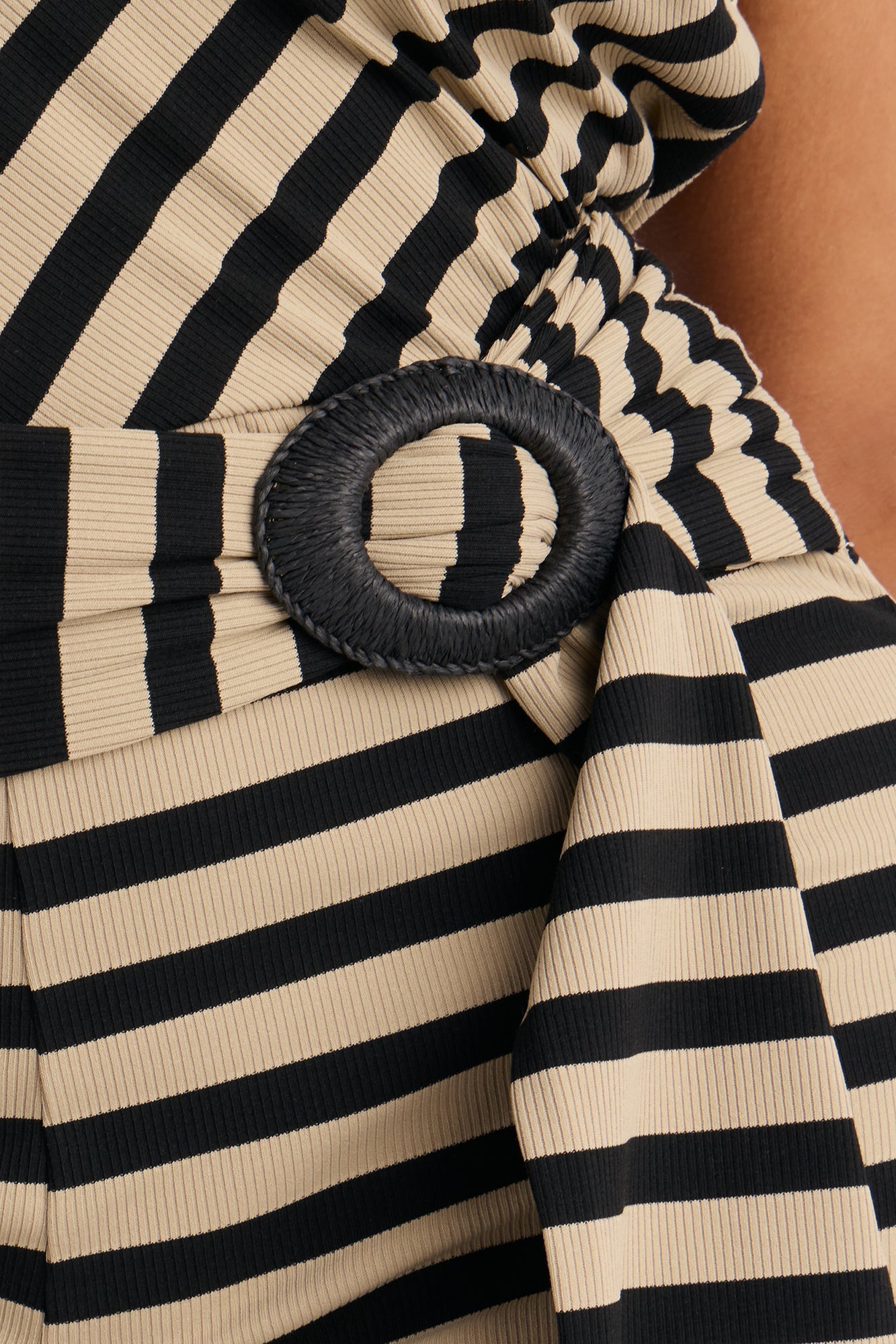 Celia Striped Off Shoulder Micro Romper - Black/combo