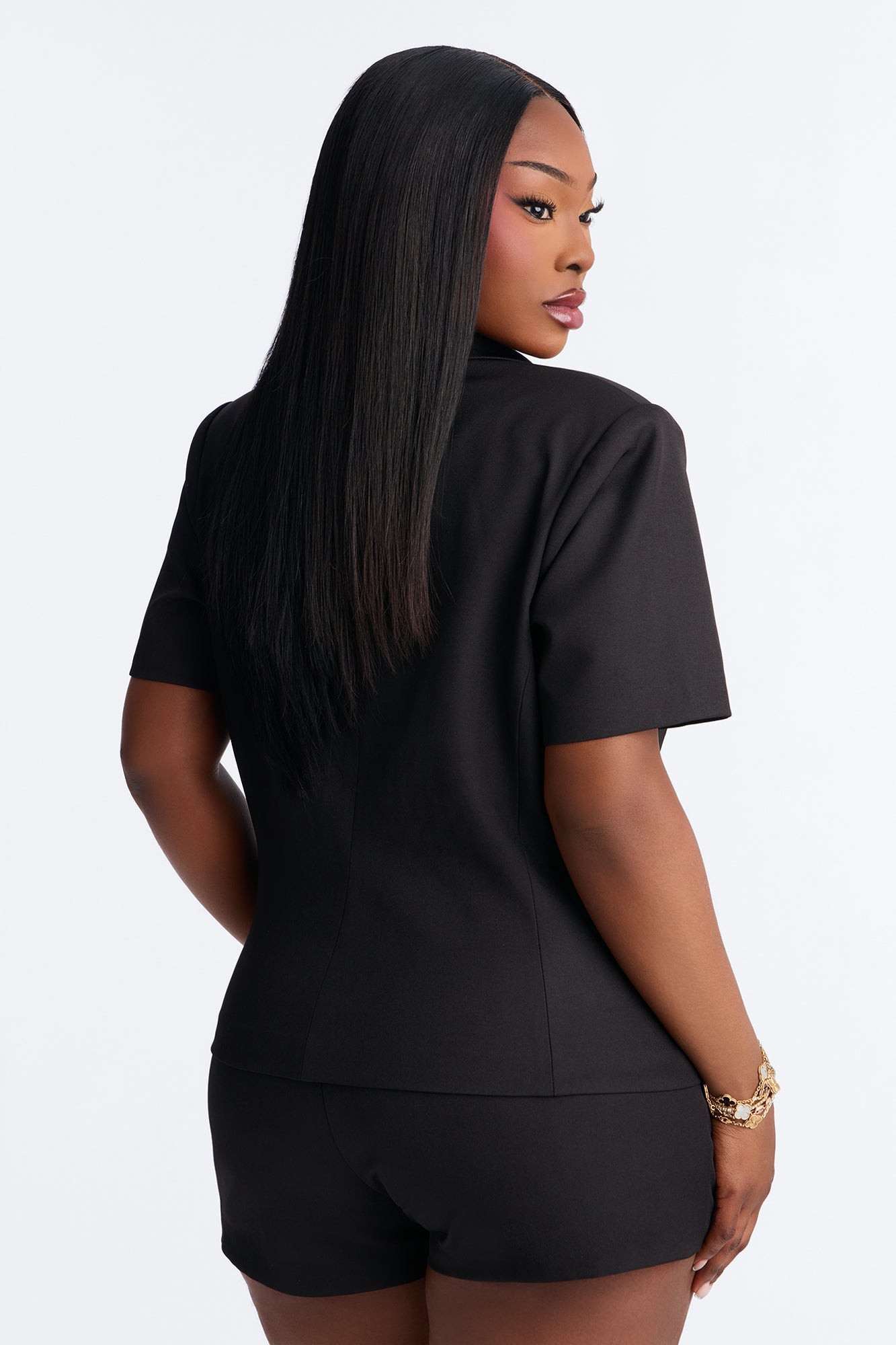 Your New Obsession Fitted Short Sleeve Blazer - Black