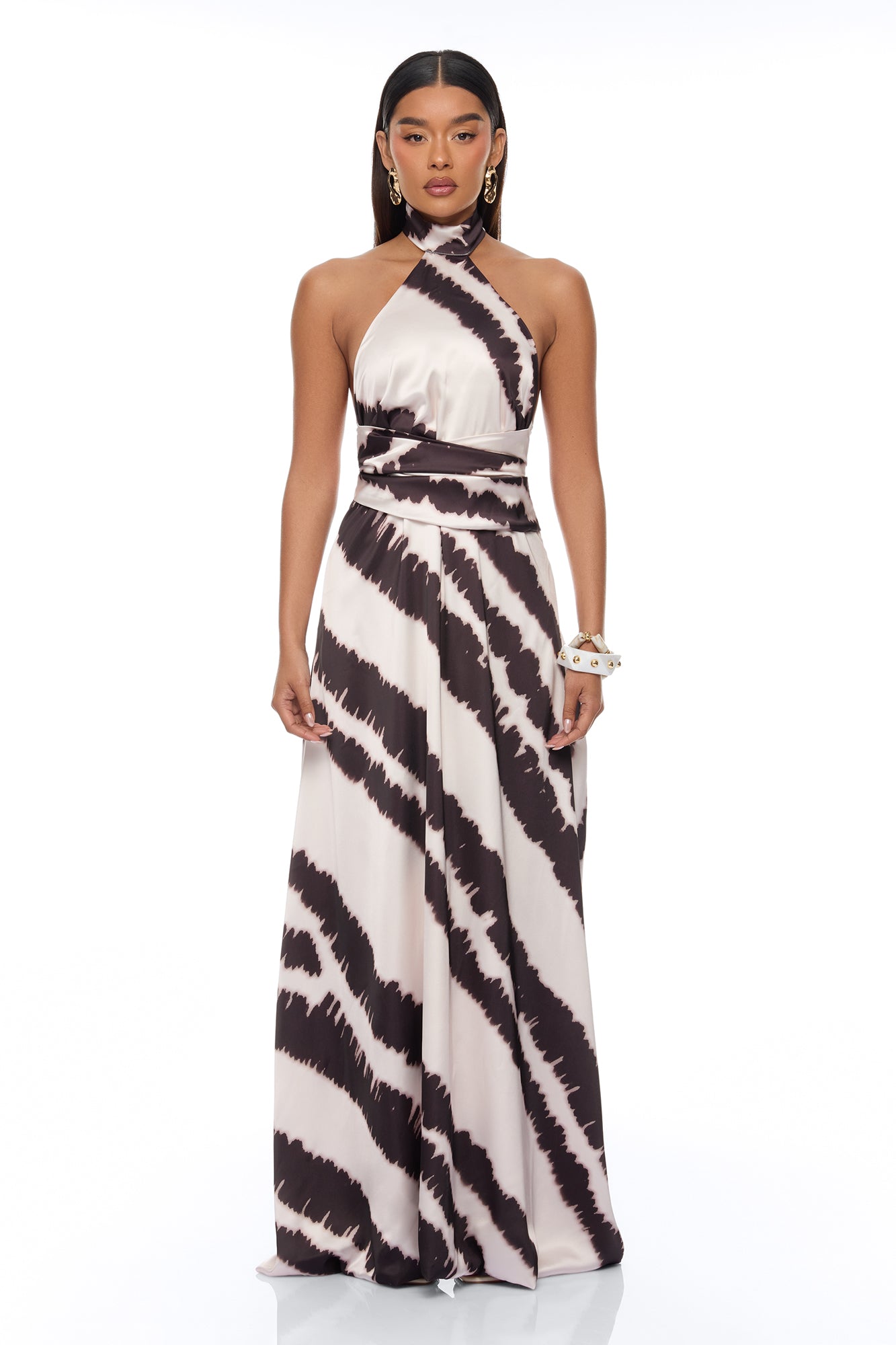 Radiant Energy Satin Maxi Dress - Black/combo