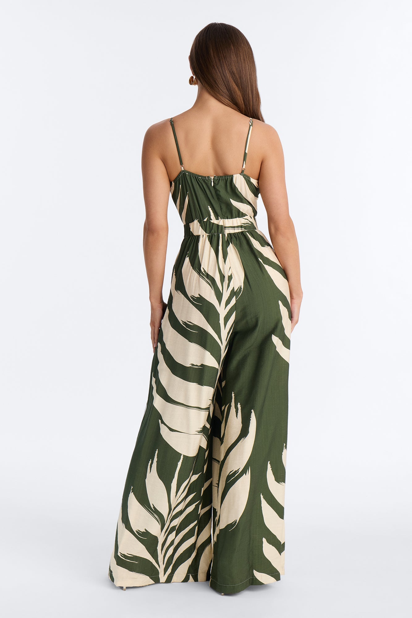 Short Tanya Tropical Wide Leg Jumpsuit - Green