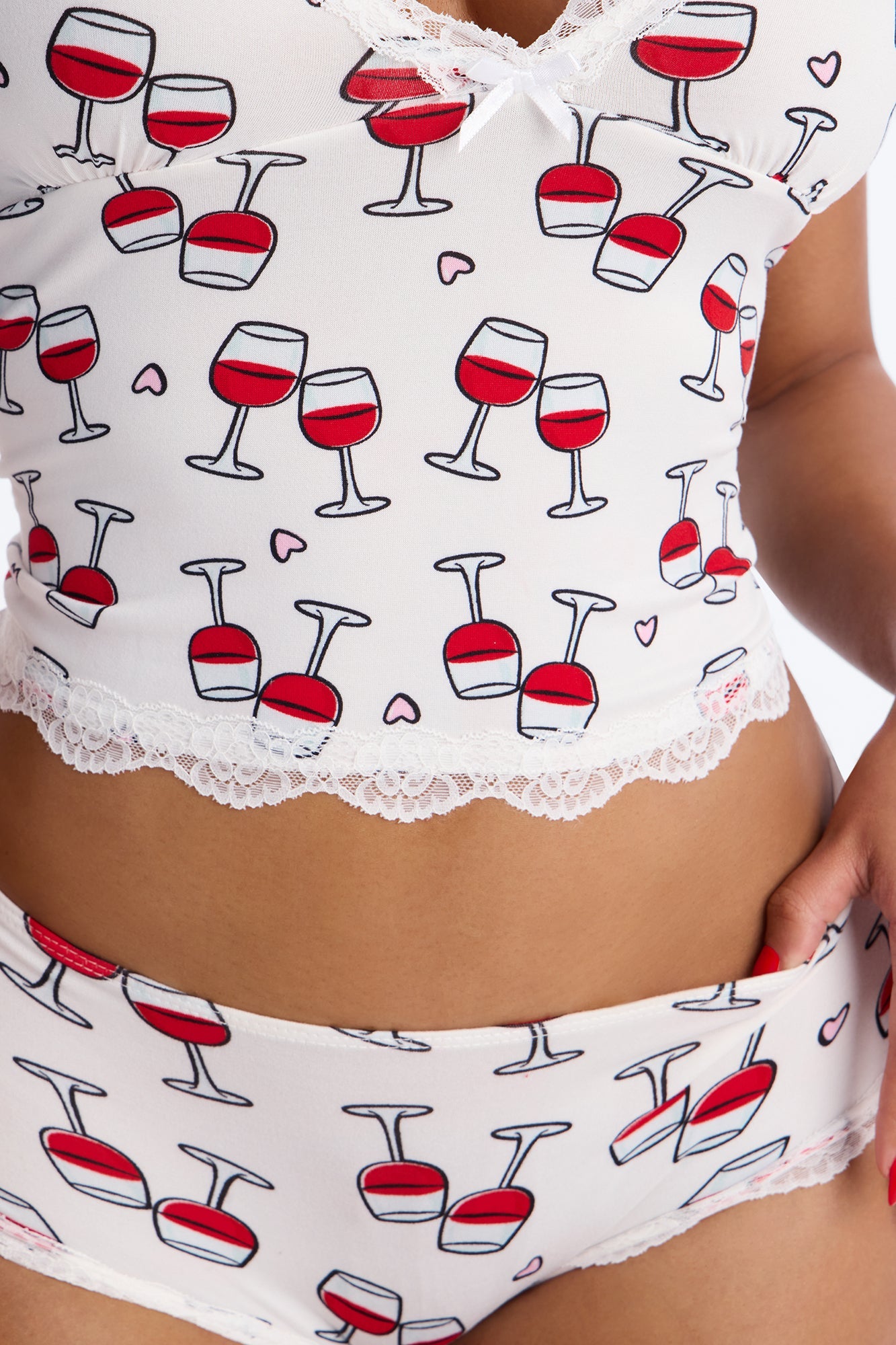 Raise A Glass Cami PJ Short Set - White/combo