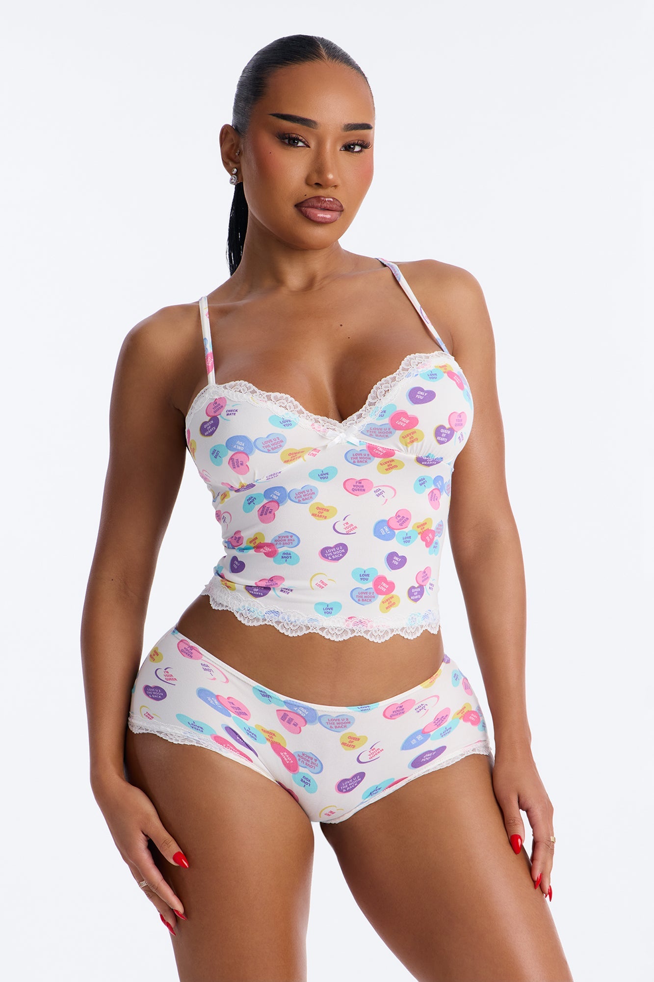 Heart Like Candy Cami PJ Short Set - White/combo