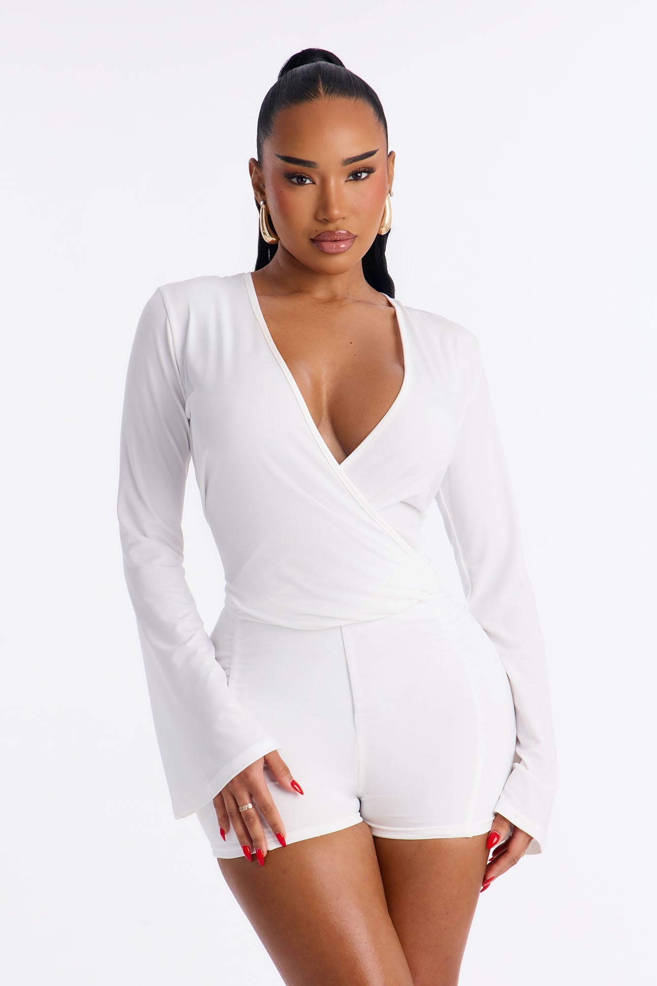 Nora Micro Short Romper - White