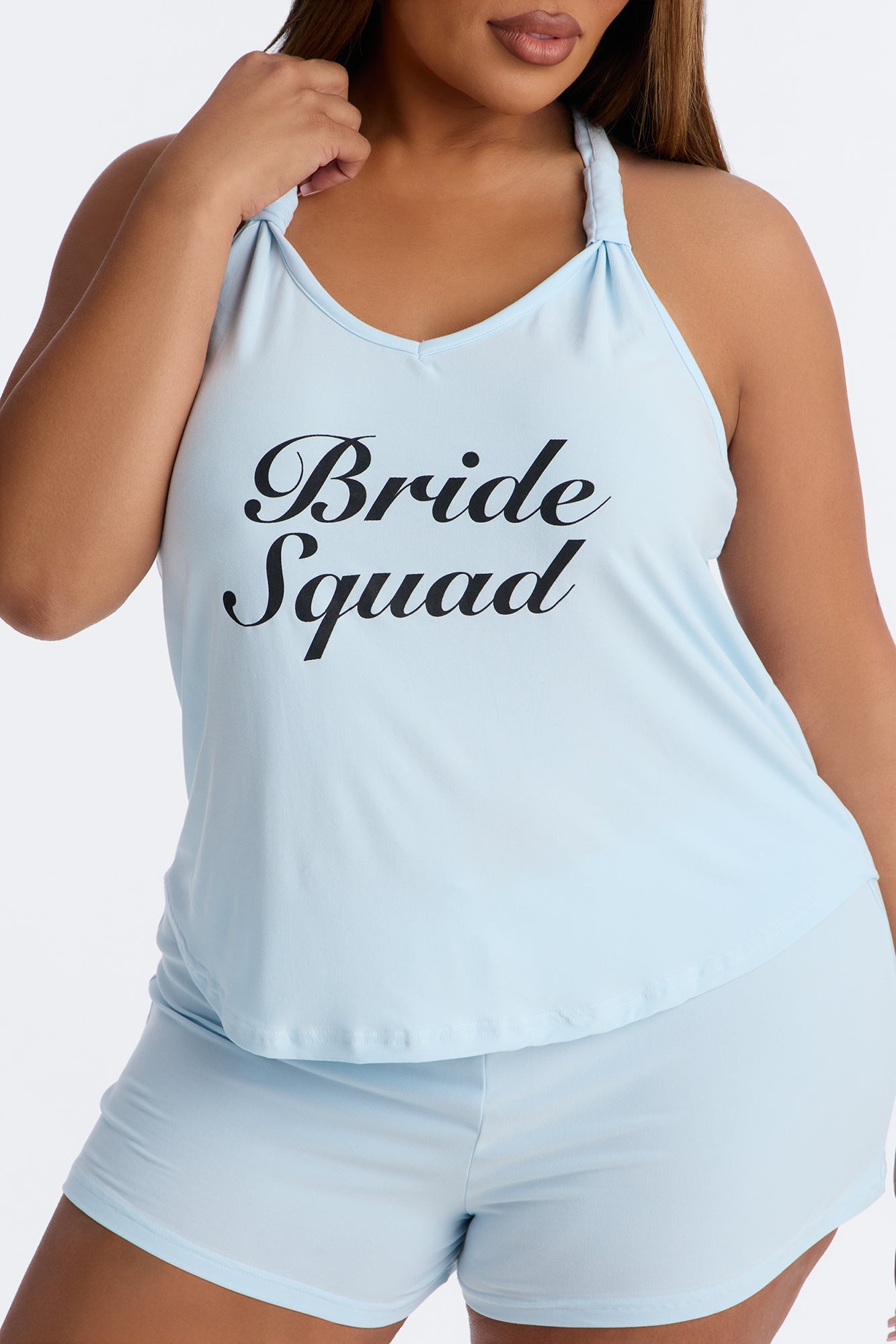 Bride Squad Tank & Short PJ Set - Light Blue