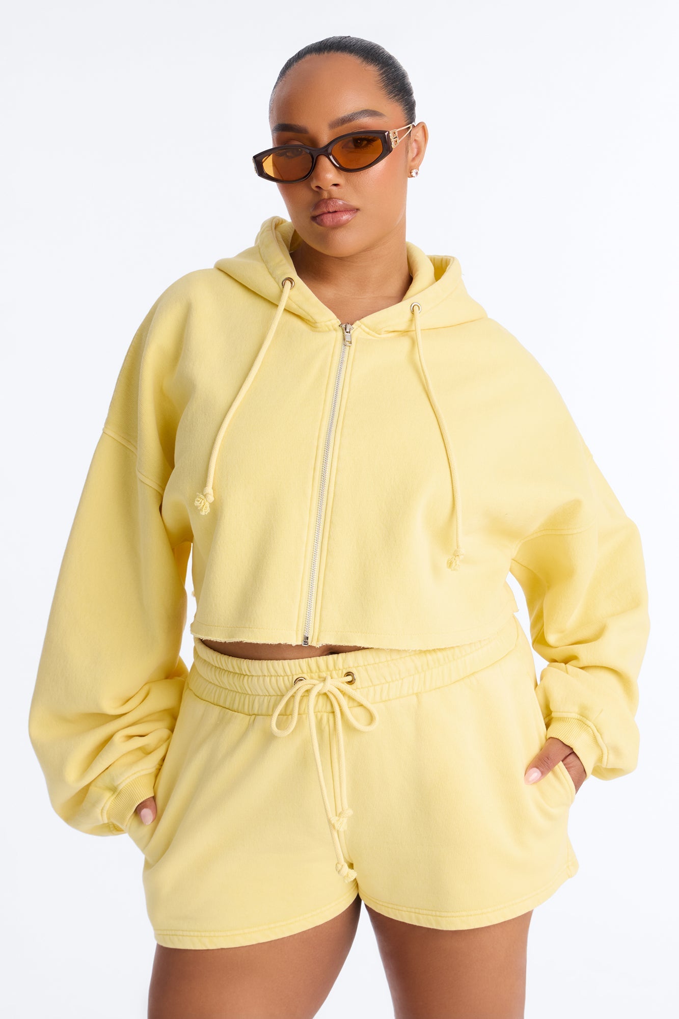 On The Go Washed Short Set - Yellow