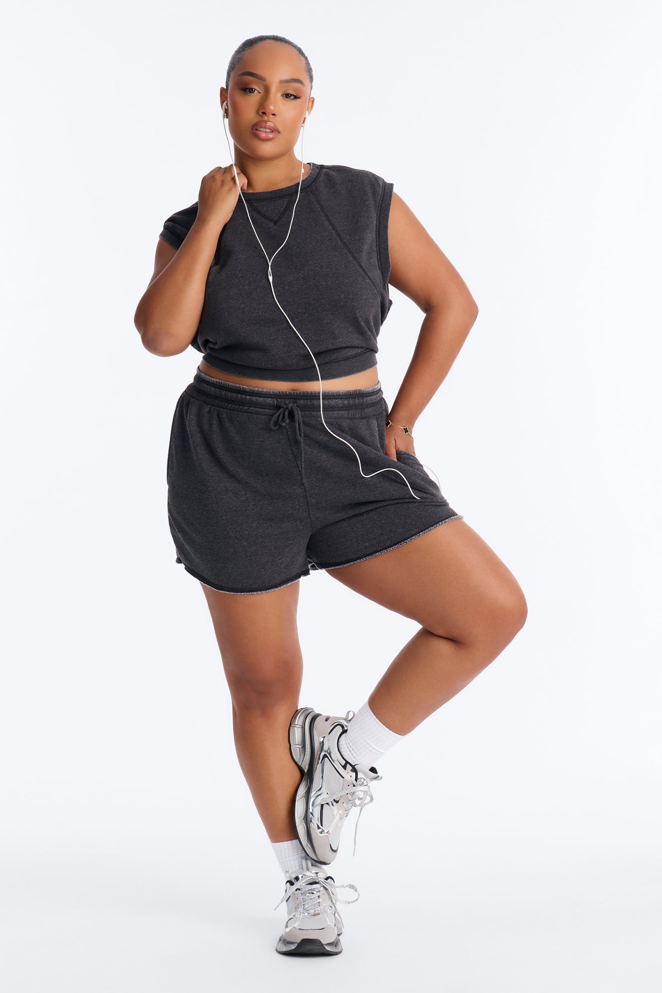 Bree Casual Sweatshort Set - Black