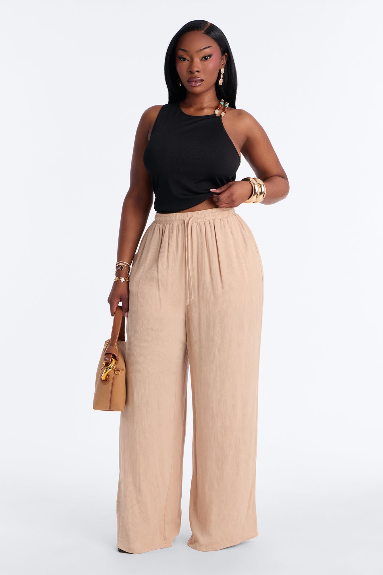 Cali Girl Ribbed Beaded Top - Black