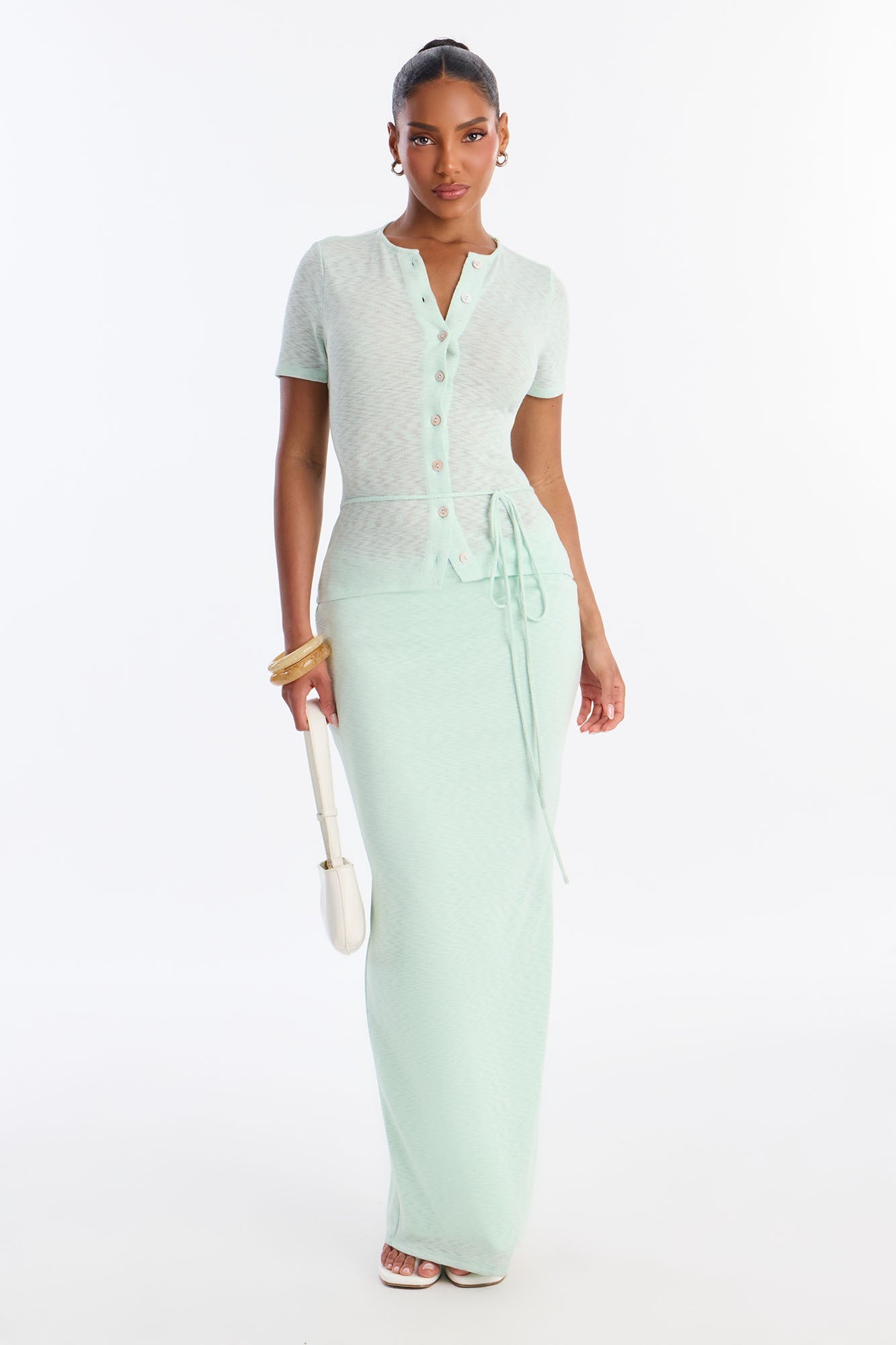 Sara Button Up Maxi Dress - Sage